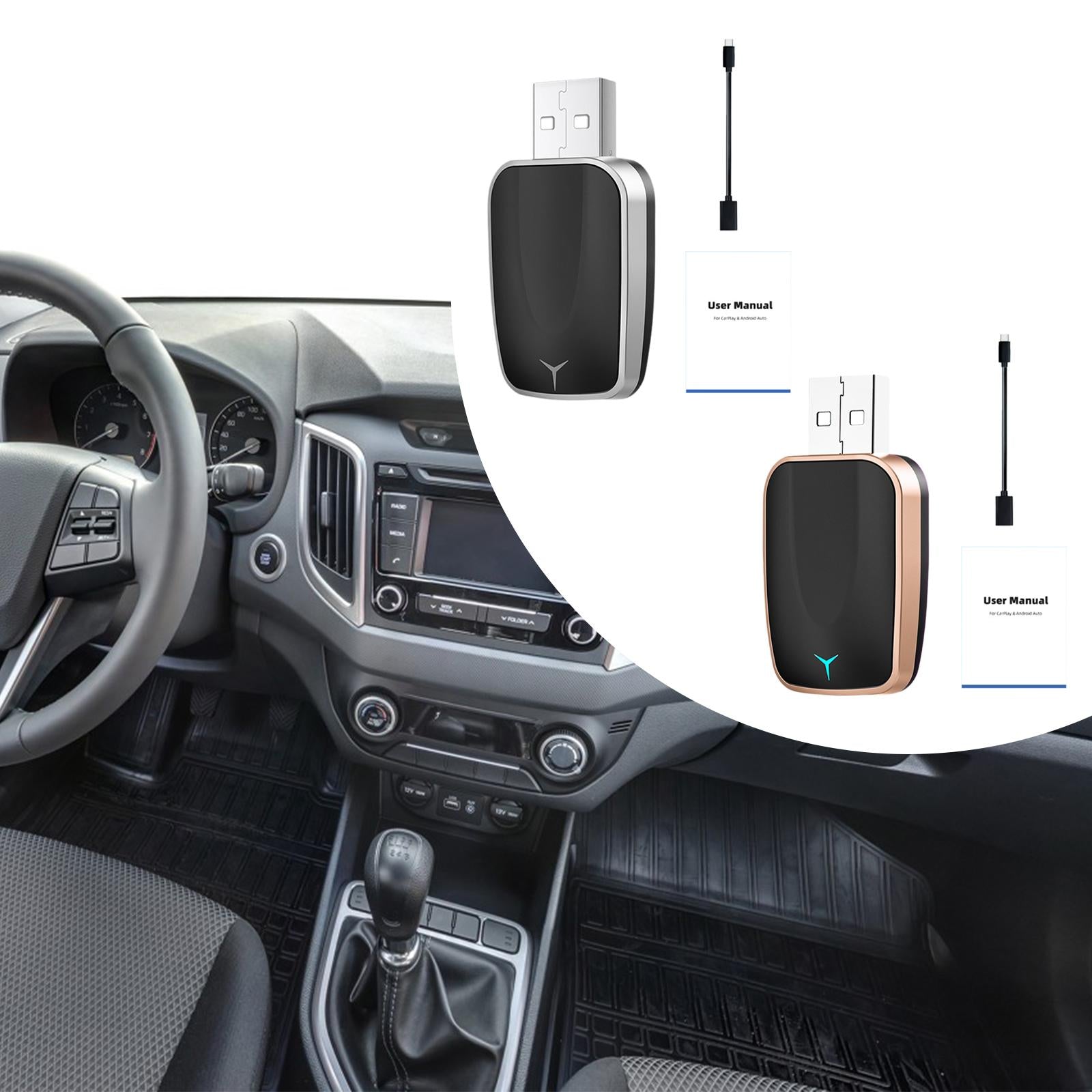 Mini Auto Wireless Adapter Car Interconnection Box Accessory Multifunctional golden