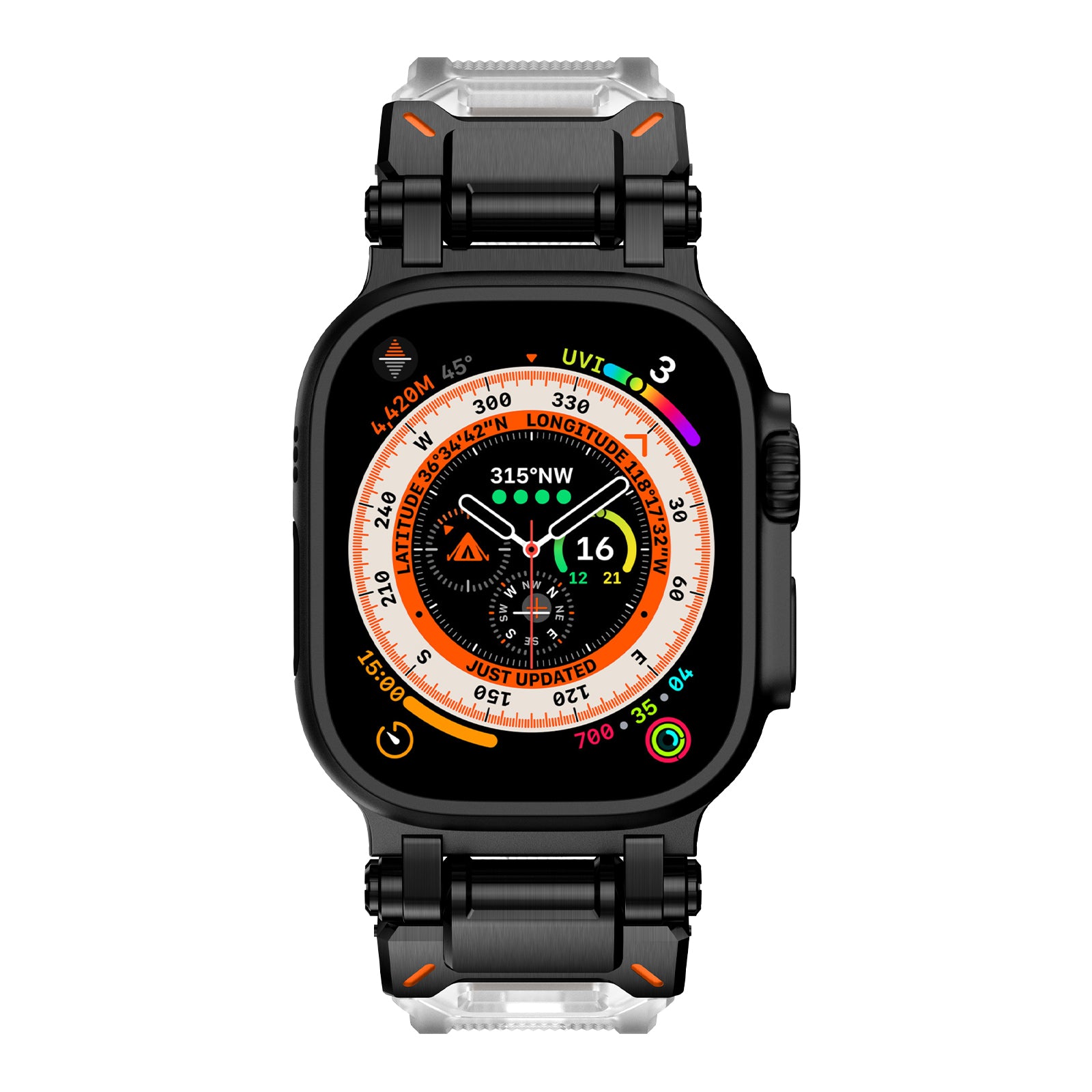 For Apple Watch Ultra 2 Ultra 49mm  /  9 8 7 45mm  /  6 5 4 SE (2023) SE (2022) SE 44mm  /  3 2 1 42mm Silicone Strap - Black / Transparent
