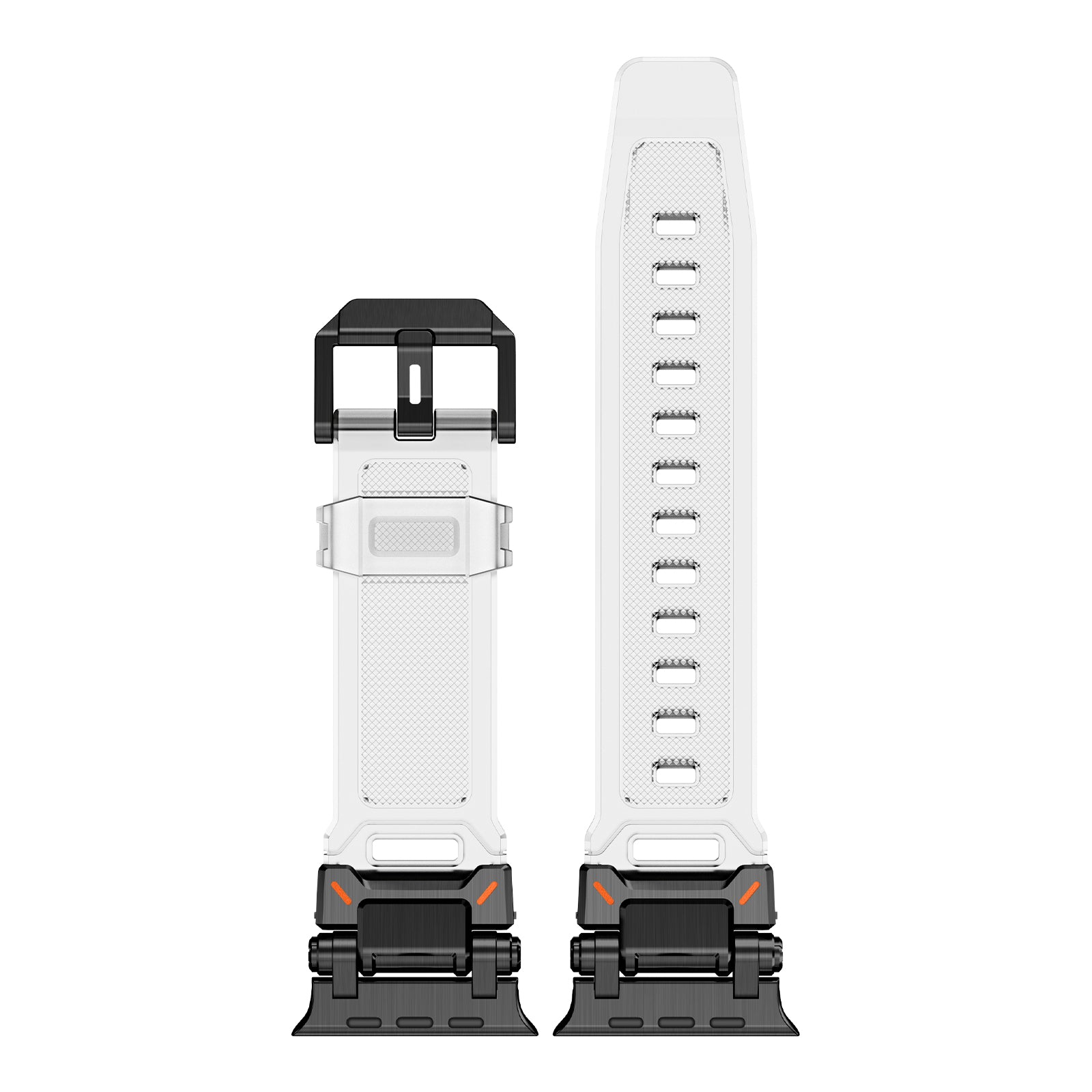For Apple Watch Ultra 2 Ultra 49mm  /  9 8 7 45mm  /  6 5 4 SE (2023) SE (2022) SE 44mm  /  3 2 1 42mm Silicone Strap - Black / Transparent