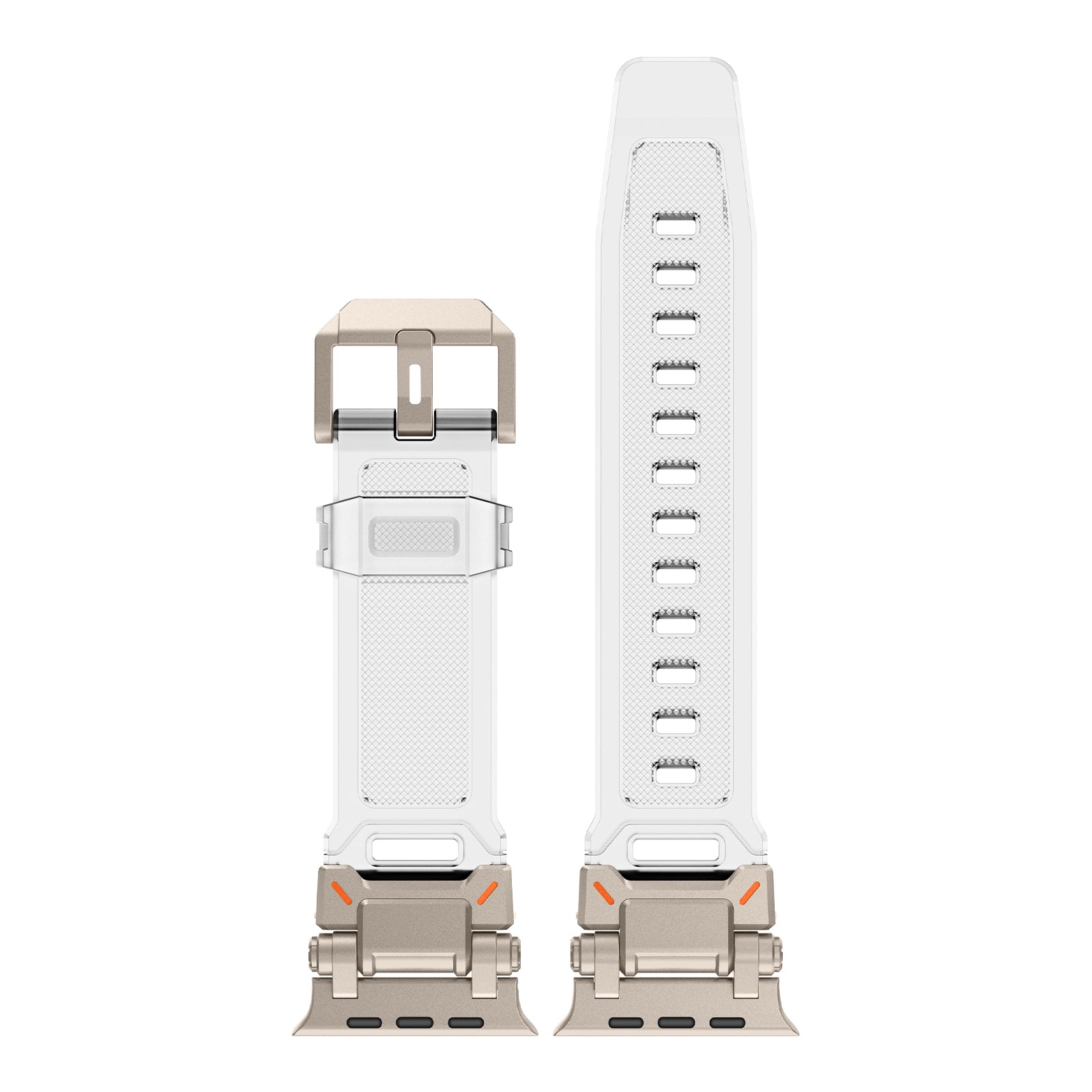 For Apple Watch Ultra 2 Ultra 49mm  /  9 8 7 45mm  /  6 5 4 SE (2023) SE (2022) SE 44mm  /  3 2 1 42mm Silicone Strap - Titanium / Transparent