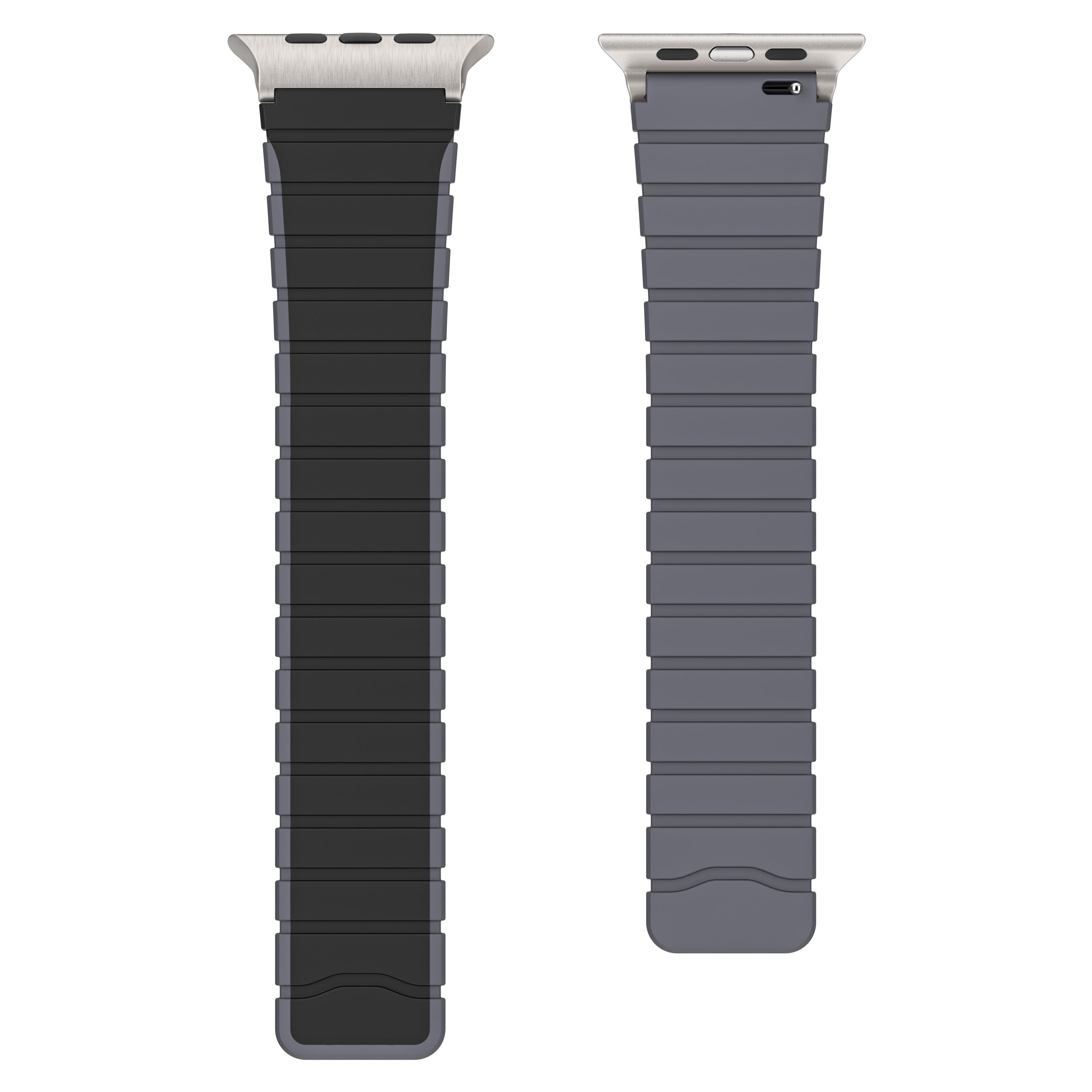 For Apple Watch Series 9 8 7 41mm / 6 5 4 SE (2023) SE (2022) SE 40mm / 3 2 1 38mm Magnetic Silicone Strap - Black+Grey