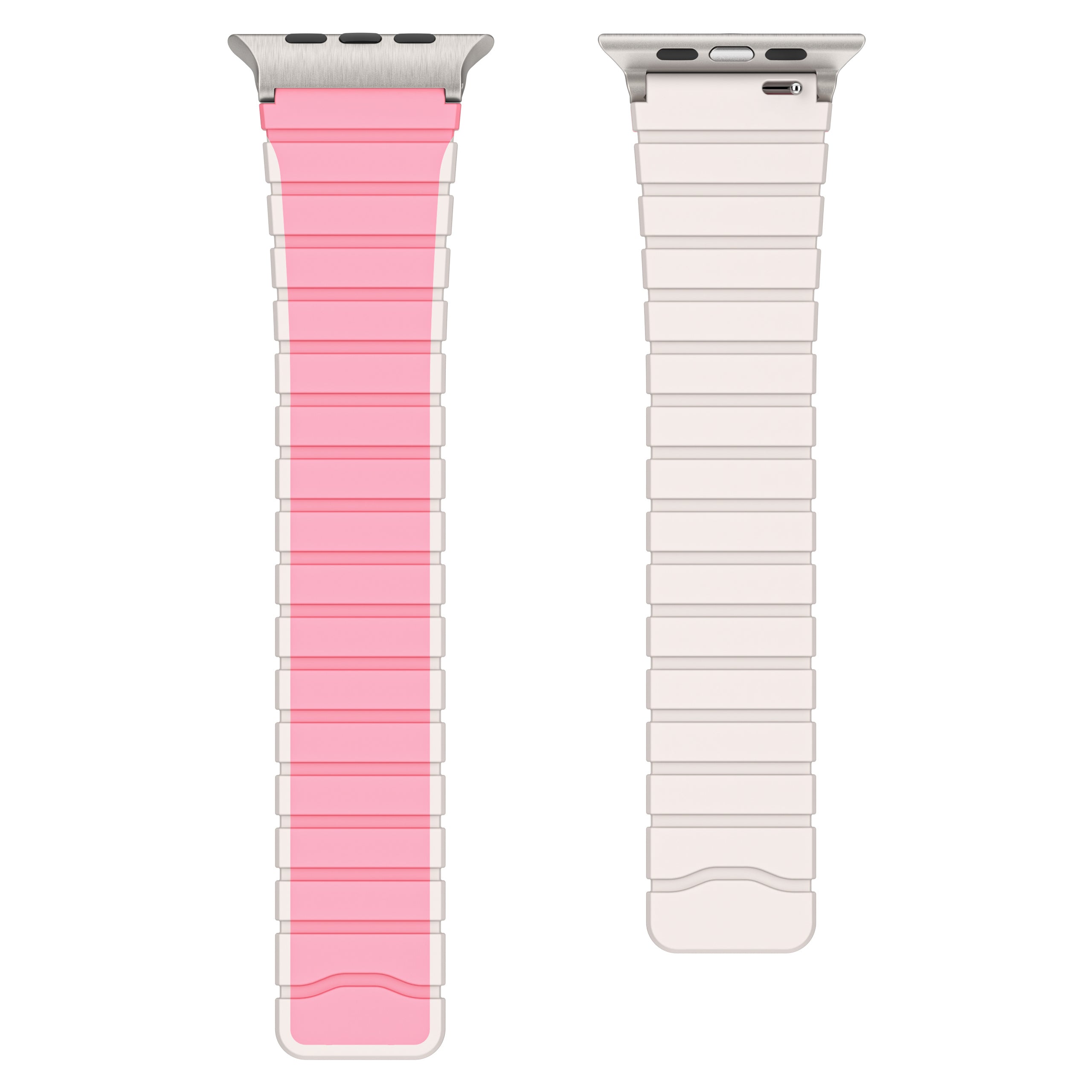 For Apple Watch Series 9 8 7 41mm / 6 5 4 SE (2023) SE (2022) SE 40mm / 3 2 1 38mm Magnetic Silicone Strap - Pink+White