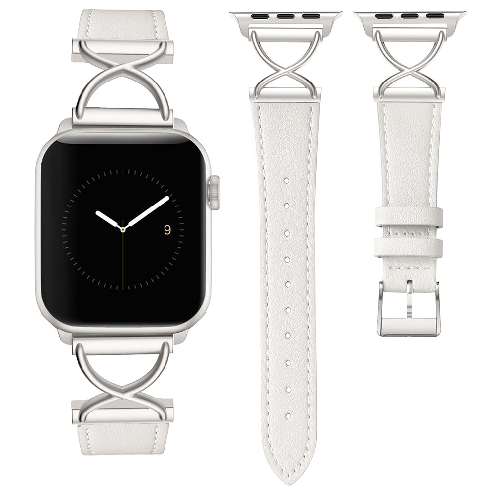 For Apple Watch Series 9 8 7 41mm / 6 5 4 SE (2023) SE (2022) SE 40mm / 3 2 1 38mm Electroplated Buckle Watch Strap - Apricot