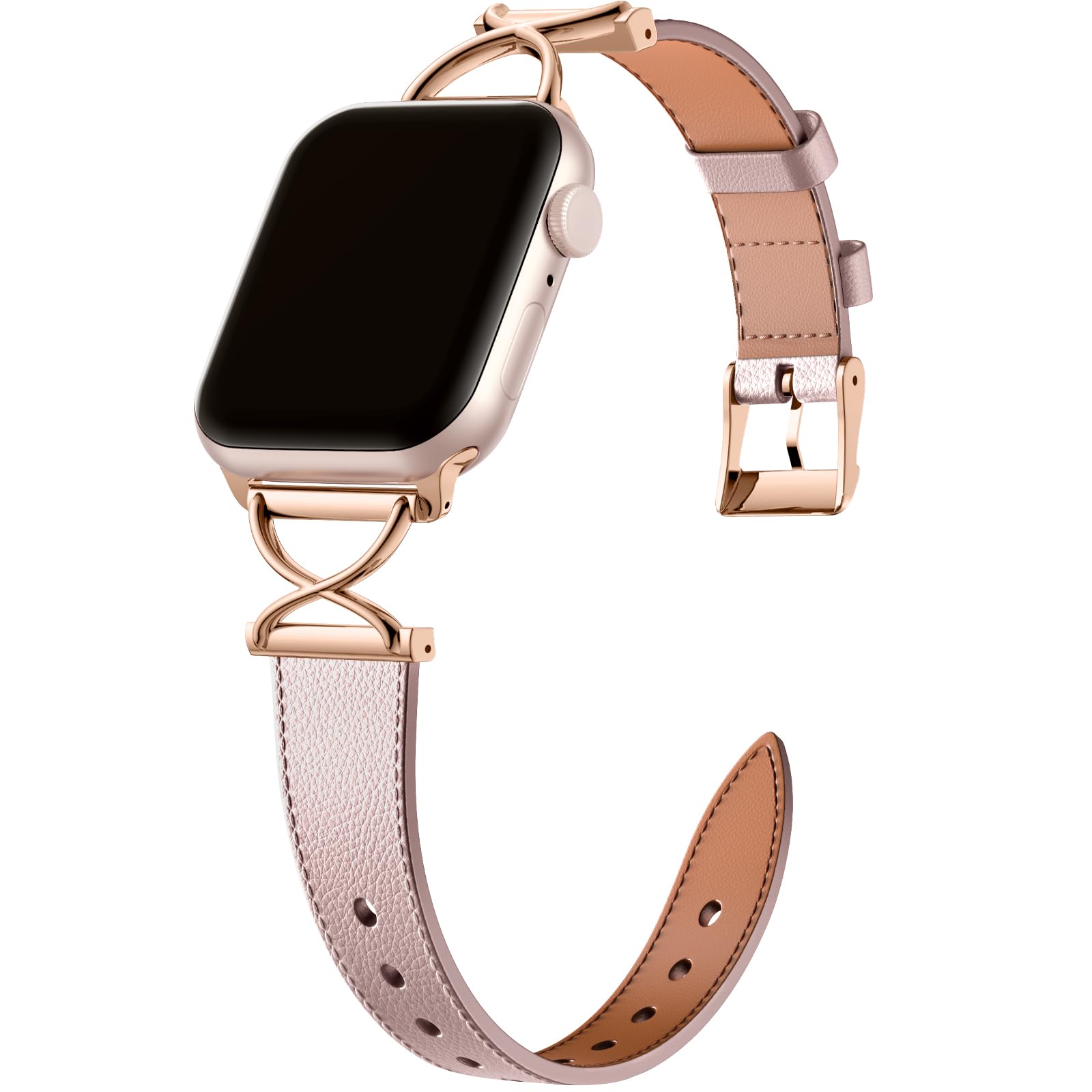 For Apple Watch Series 9 8 7 41mm / 6 5 4 SE (2023) SE (2022) SE 40mm / 3 2 1 38mm Electroplated Buckle Watch Strap - Pink