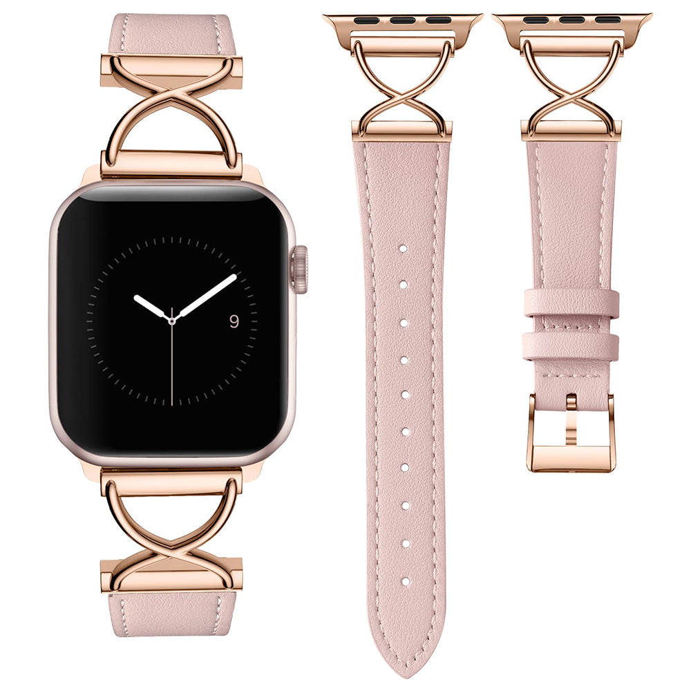 For Apple Watch Series 9 8 7 41mm / 6 5 4 SE (2023) SE (2022) SE 40mm / 3 2 1 38mm Electroplated Buckle Watch Strap - Pink