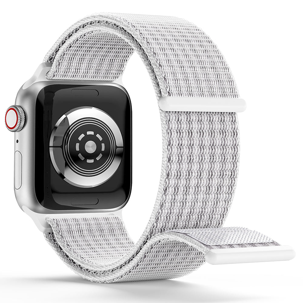 For Apple Watch Series 9 8 7 41mm / 6 5 4 SE (2023) SE (2022) SE 40mm / 3 2 1 38mm Nylon Watch Band Adjustable Magic Tape Strap - Reflective White