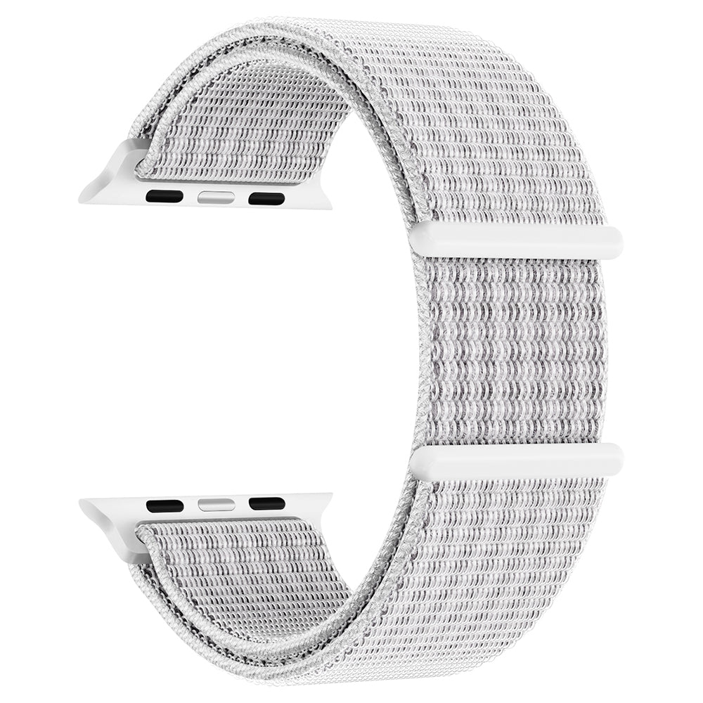 For Apple Watch Series 9 8 7 41mm / 6 5 4 SE (2023) SE (2022) SE 40mm / 3 2 1 38mm Nylon Watch Band Adjustable Magic Tape Strap - Reflective White