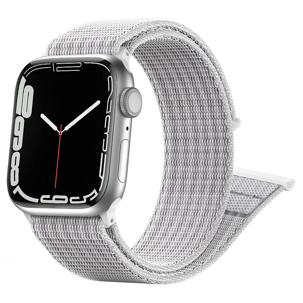 For Apple Watch Series 9 8 7 41mm / 6 5 4 SE (2023) SE (2022) SE 40mm / 3 2 1 38mm Nylon Watch Band Adjustable Magic Tape Strap - Reflective White