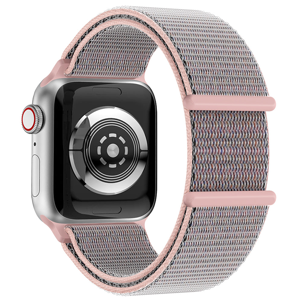 For Apple Watch Series 9 8 7 41mm / 6 5 4 SE (2023) SE (2022) SE 40mm / 3 2 1 38mm Nylon Watch Band Adjustable Magic Tape Strap - Pink