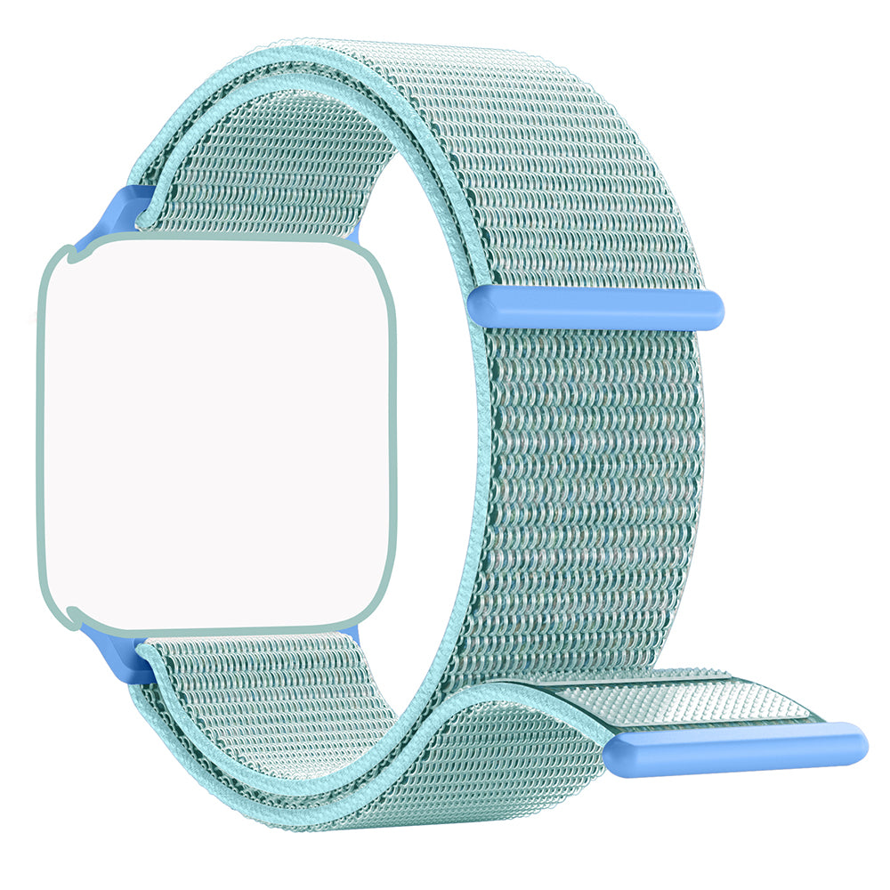 For Apple Watch Series 9 8 7 41mm / 6 5 4 SE (2023) SE (2022) SE 40mm / 3 2 1 38mm Nylon Watch Band Adjustable Magic Tape Strap - Lake Blue