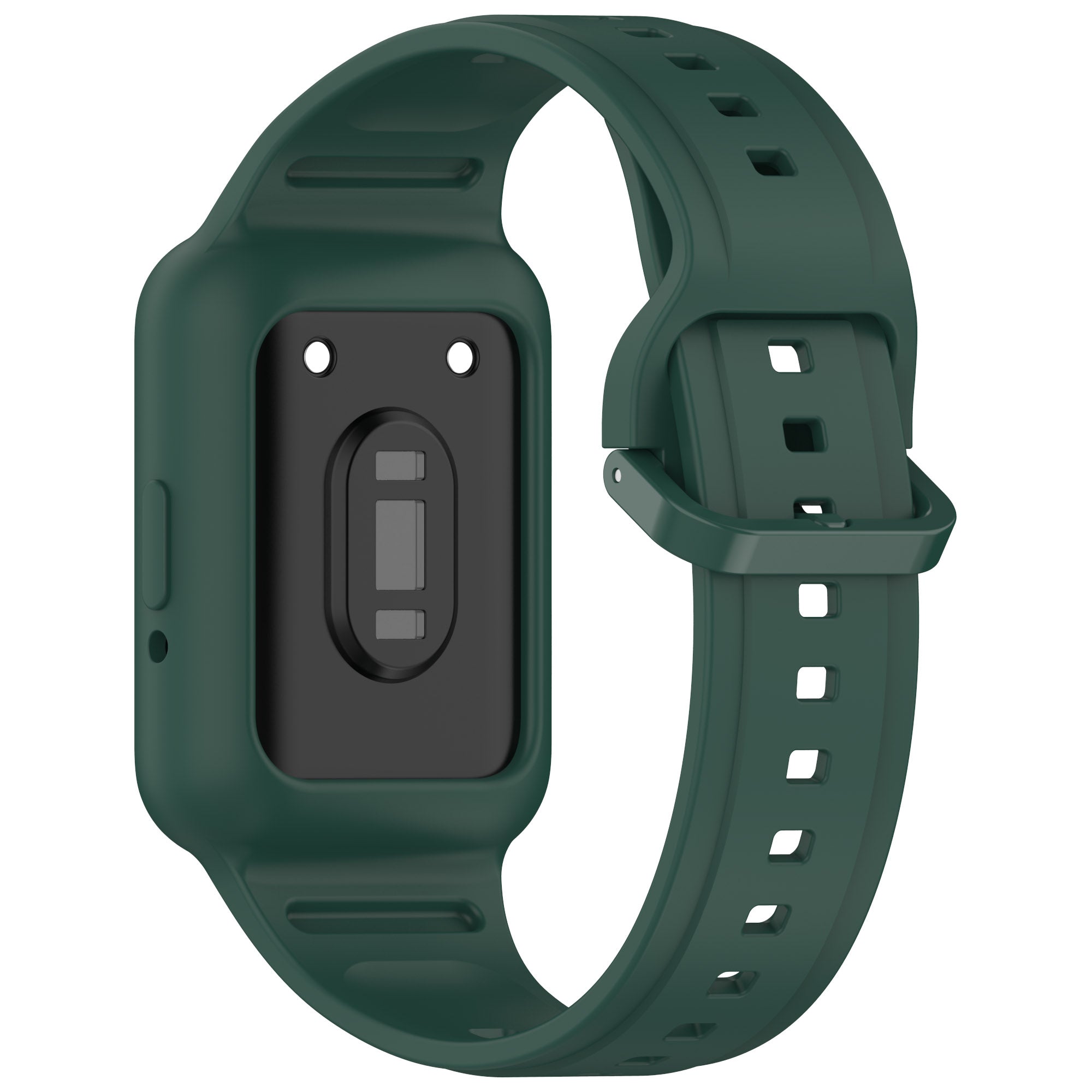 For Samsung Galaxy Fit3 SM-R390 Soft Silicone Wristband Replacement Strap with Case - Midnight Green