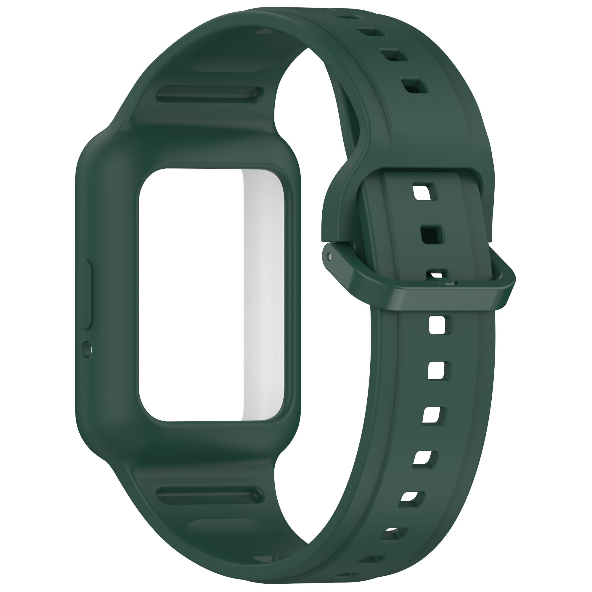 For Samsung Galaxy Fit3 SM-R390 Soft Silicone Wristband Replacement Strap with Case - Midnight Green