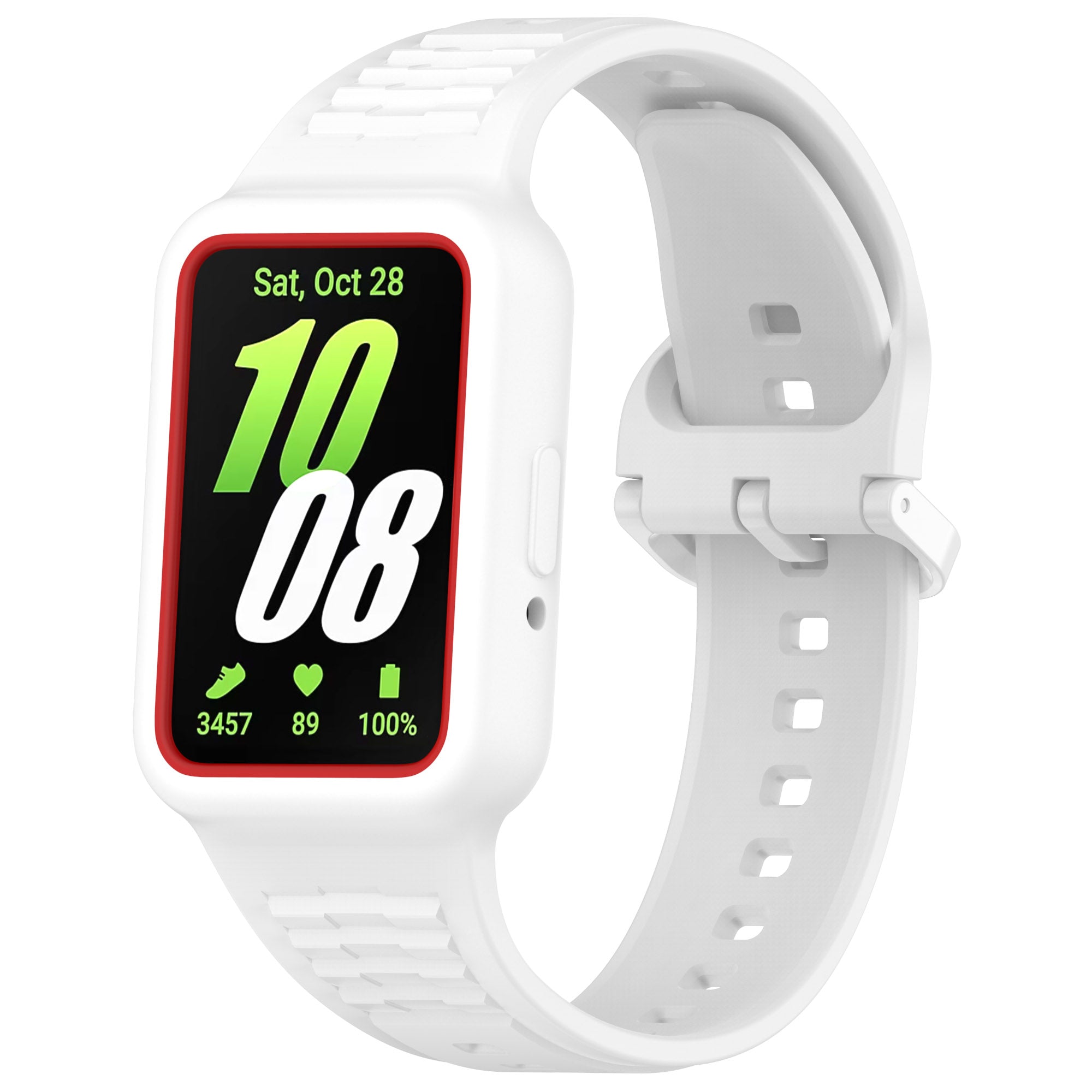 For Samsung Galaxy Fit3 SM-R390 Soft Silicone Wristband Replacement Strap with Case - White