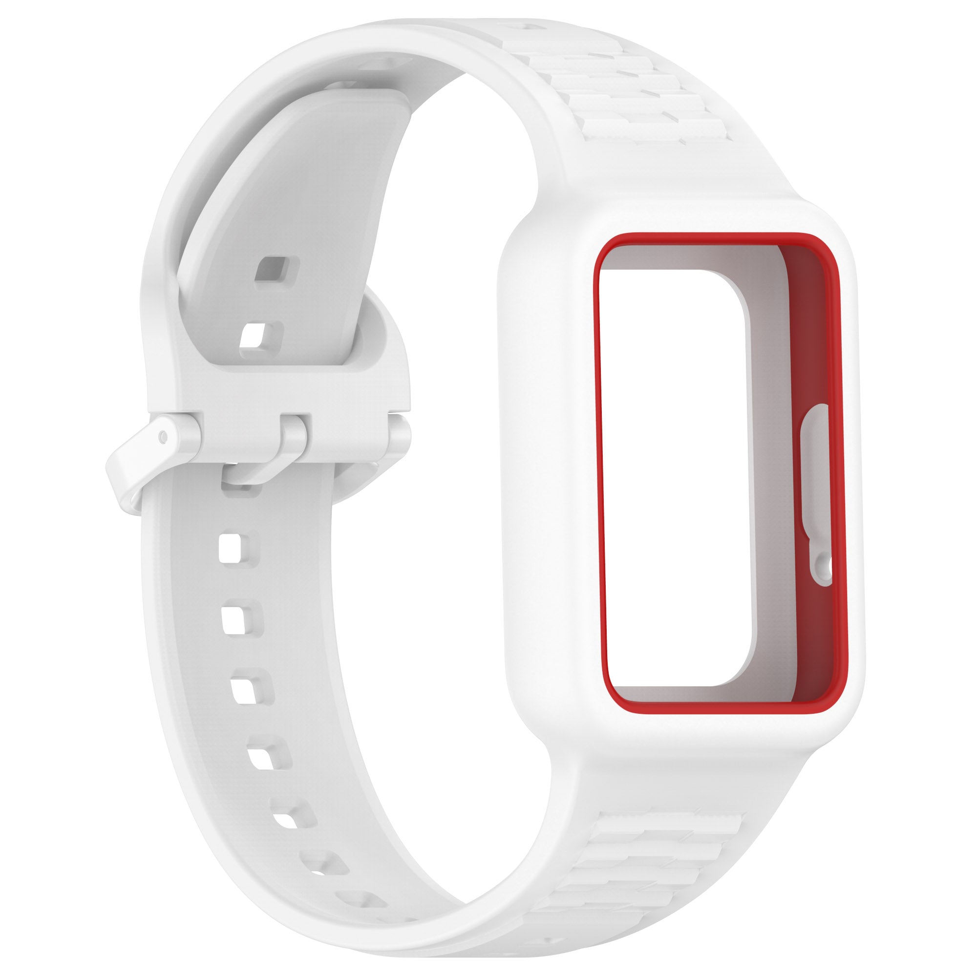 For Samsung Galaxy Fit3 SM-R390 Soft Silicone Wristband Replacement Strap with Case - White