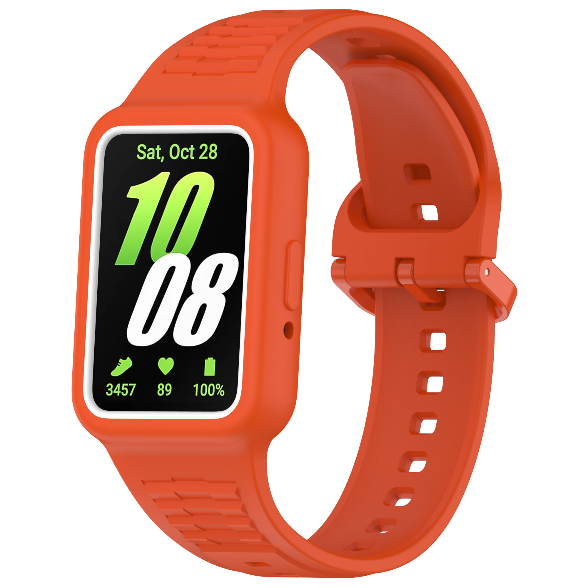 For Samsung Galaxy Fit3 SM-R390 Soft Silicone Wristband Replacement Strap with Case - Orange