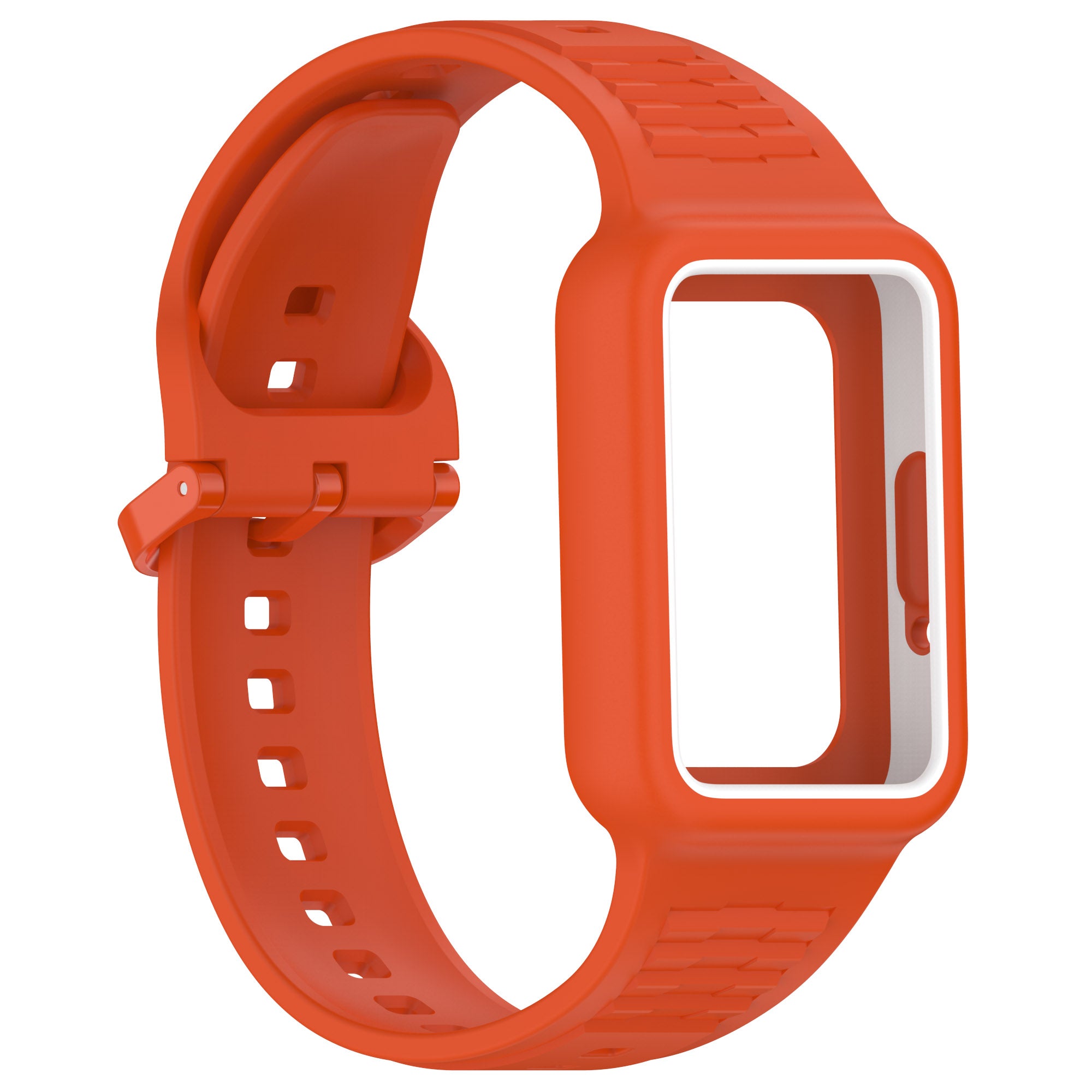 For Samsung Galaxy Fit3 SM-R390 Soft Silicone Wristband Replacement Strap with Case - Orange