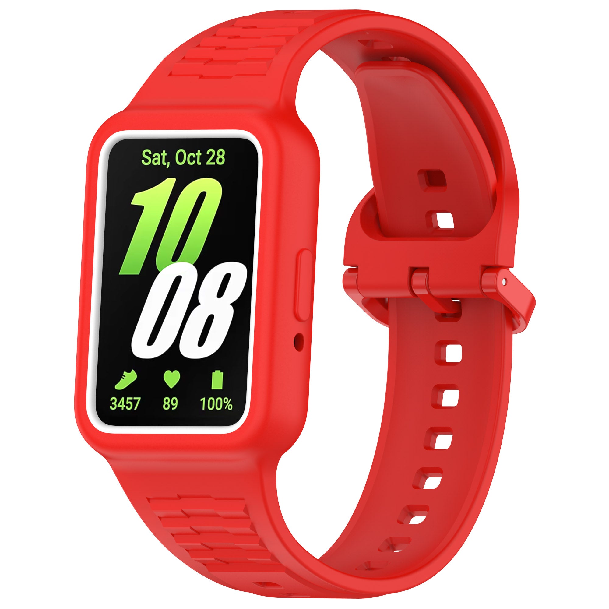 For Samsung Galaxy Fit3 SM-R390 Soft Silicone Wristband Replacement Strap with Case - Red