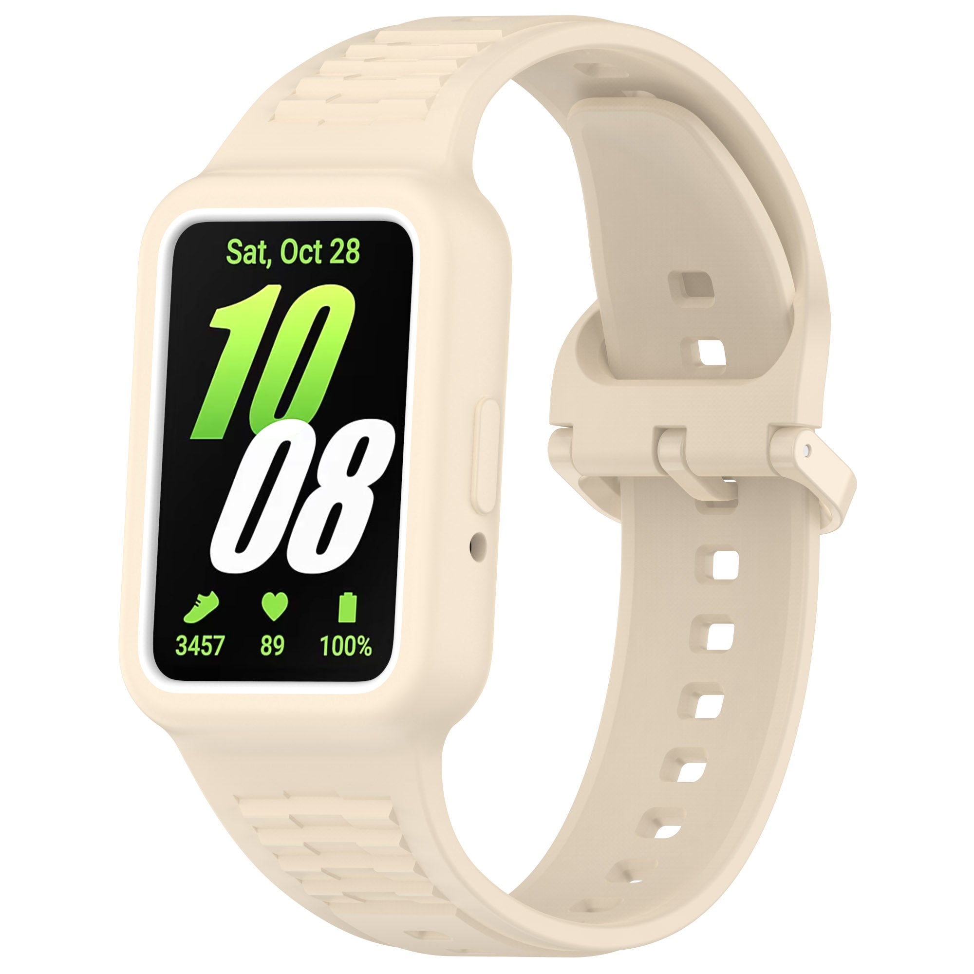 For Samsung Galaxy Fit3 SM-R390 Soft Silicone Wristband Replacement Strap with Case - Dream White