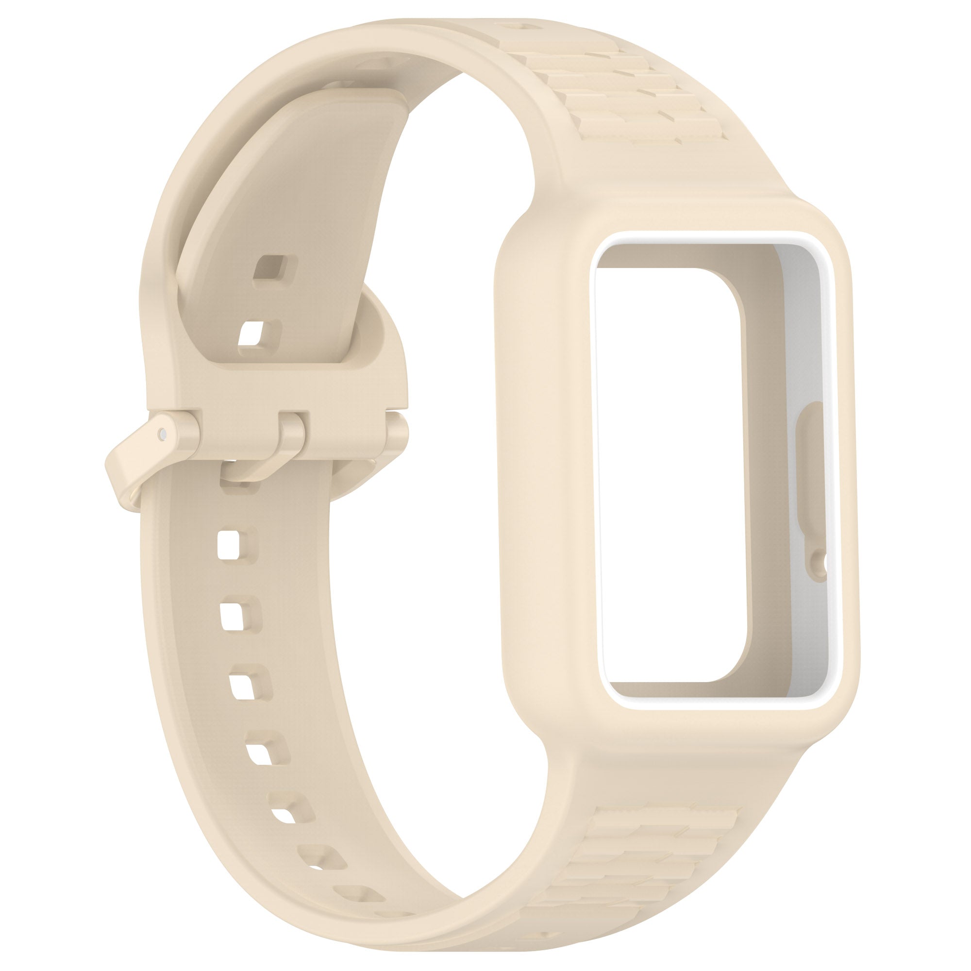 For Samsung Galaxy Fit3 SM-R390 Soft Silicone Wristband Replacement Strap with Case - Dream White