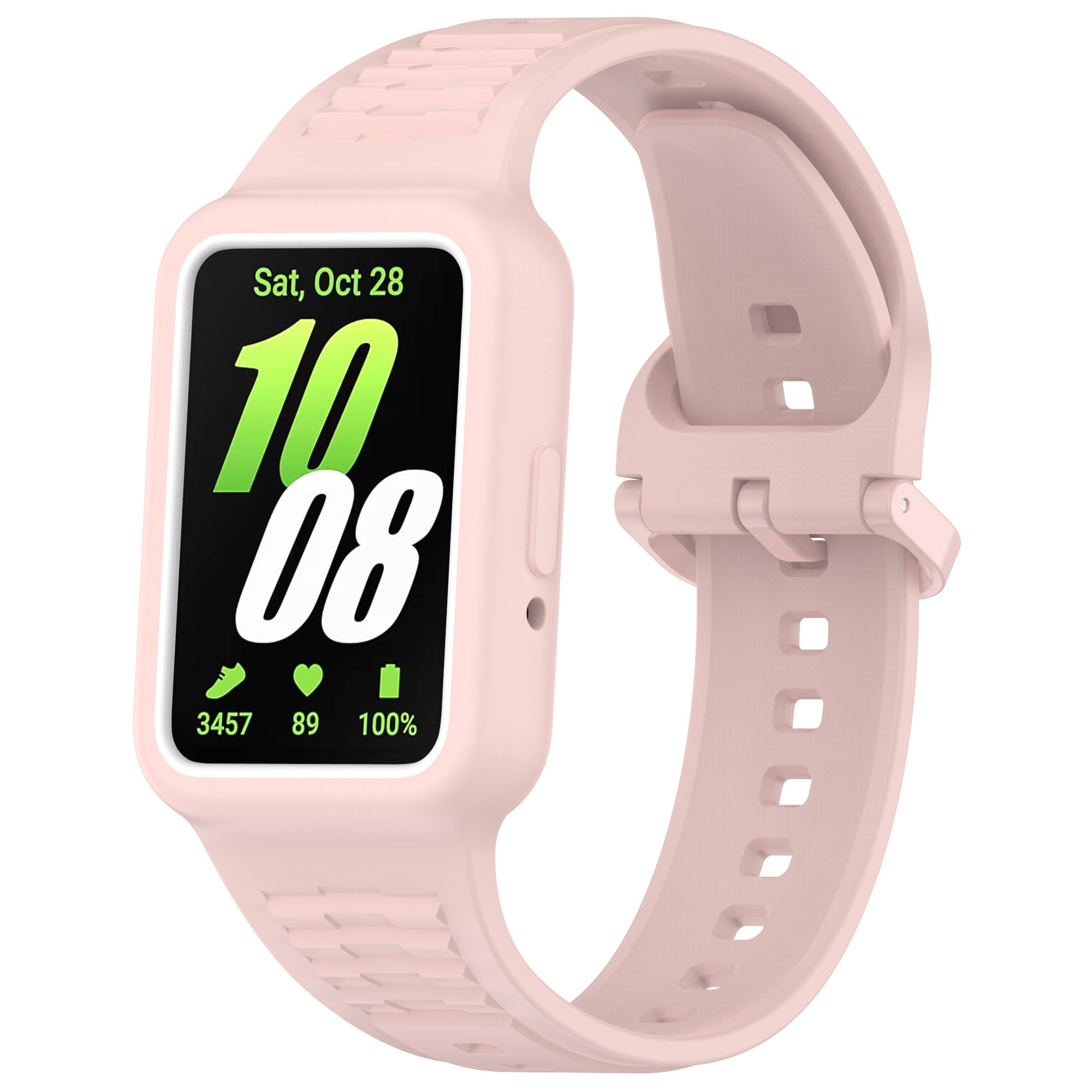 For Samsung Galaxy Fit3 SM-R390 Soft Silicone Wristband Replacement Strap with Case - Light Pink