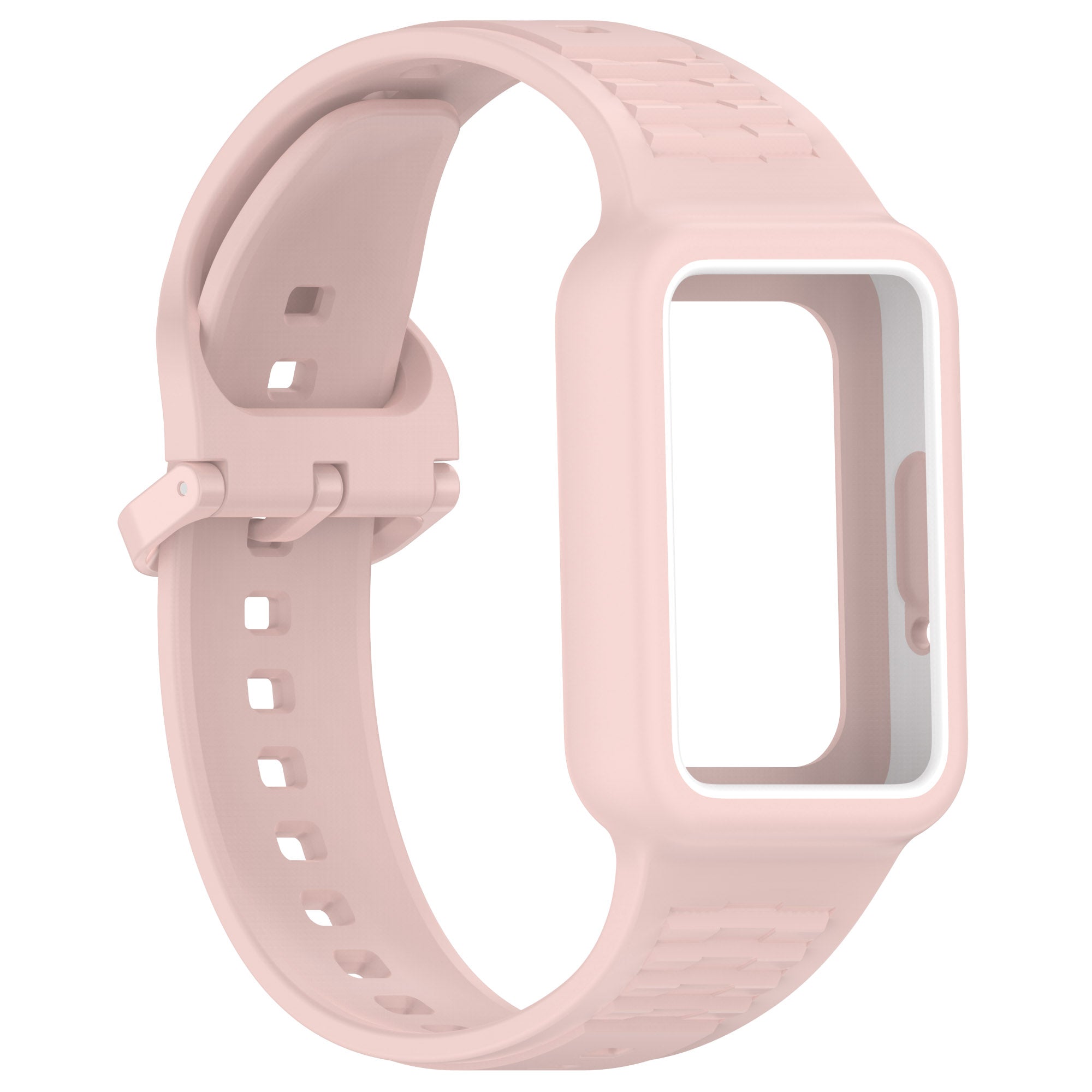 For Samsung Galaxy Fit3 SM-R390 Soft Silicone Wristband Replacement Strap with Case - Light Pink