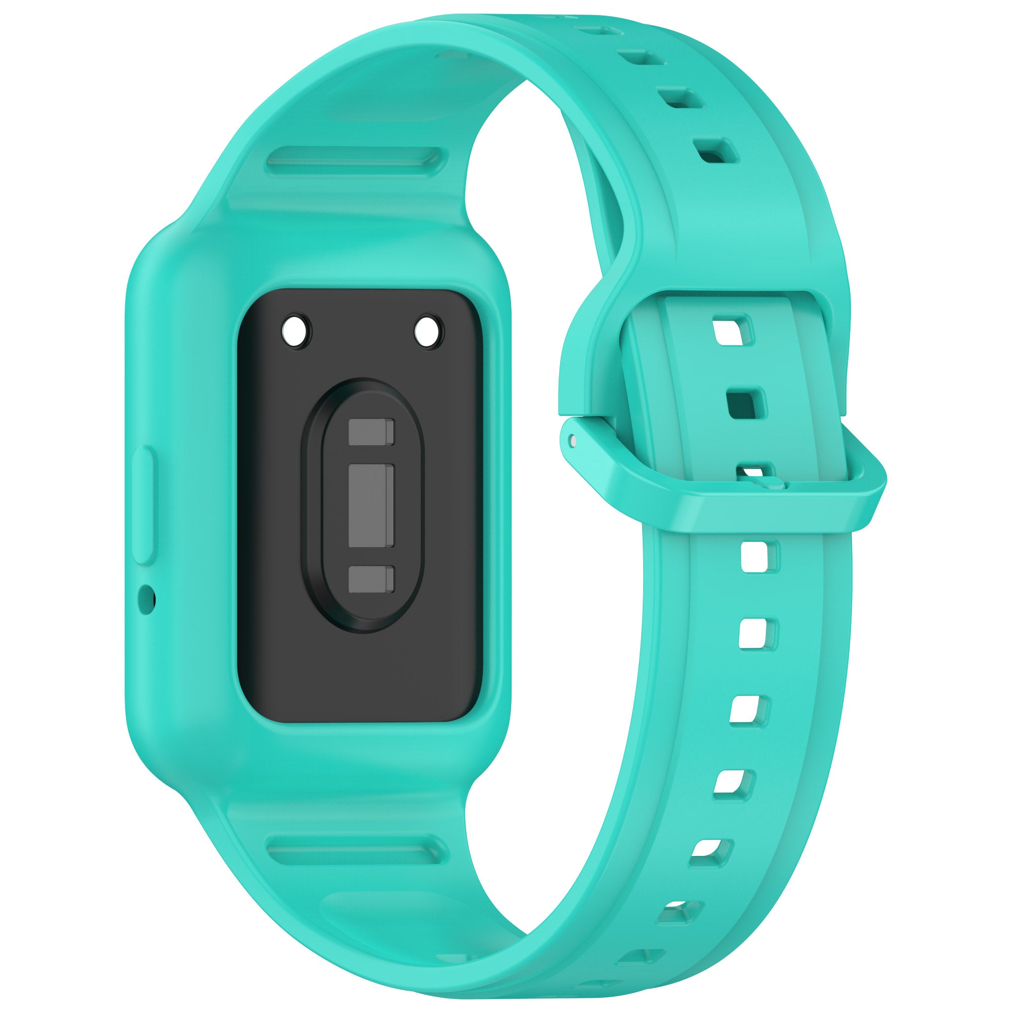 For Samsung Galaxy Fit3 SM-R390 Soft Silicone Wristband Replacement Strap with Case - Cyan