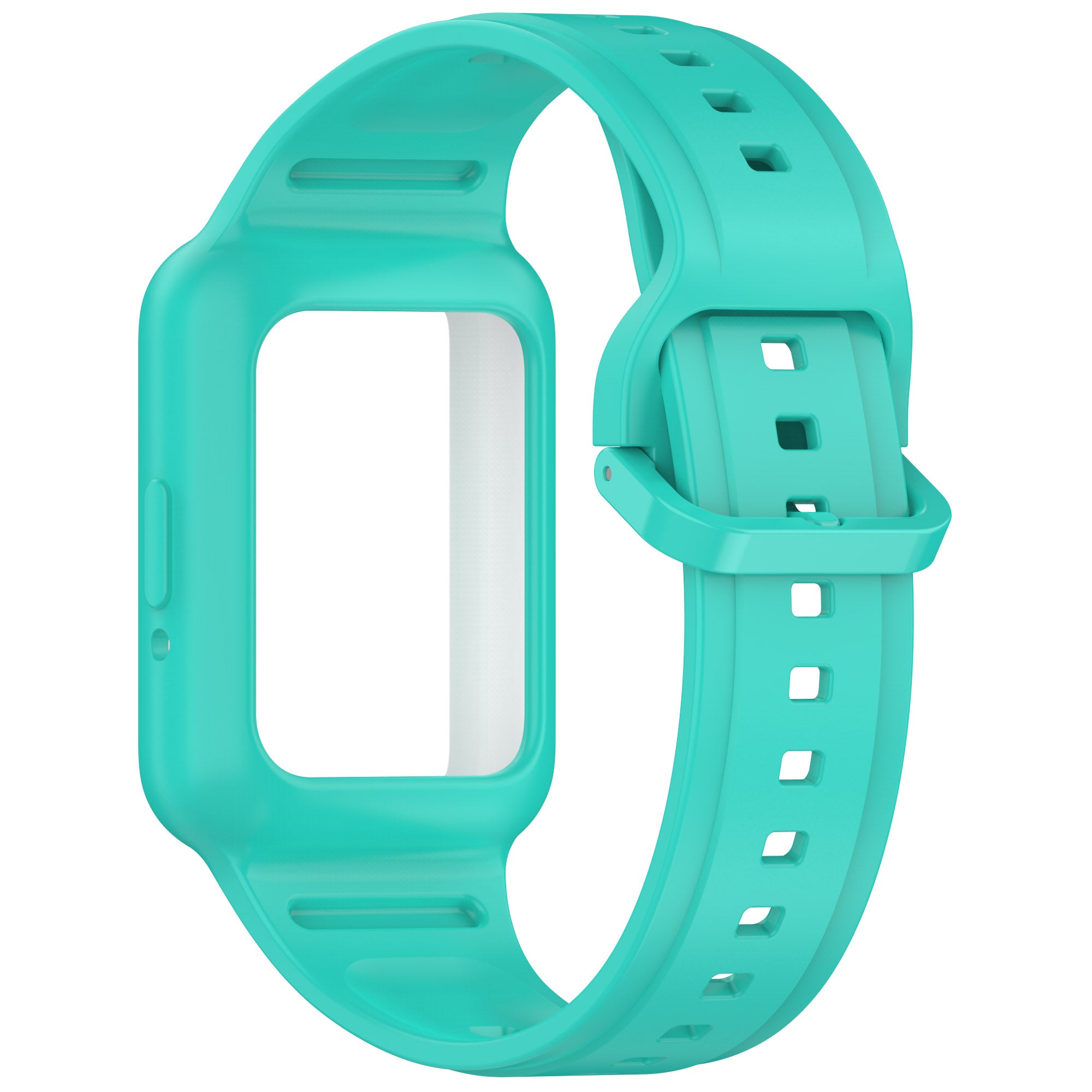 For Samsung Galaxy Fit3 SM-R390 Soft Silicone Wristband Replacement Strap with Case - Cyan