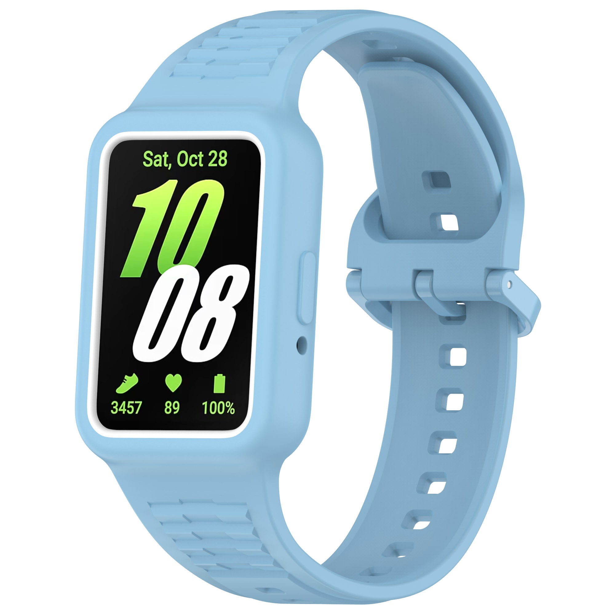 For Samsung Galaxy Fit3 SM-R390 Soft Silicone Wristband Replacement Strap with Case - Sky Blue