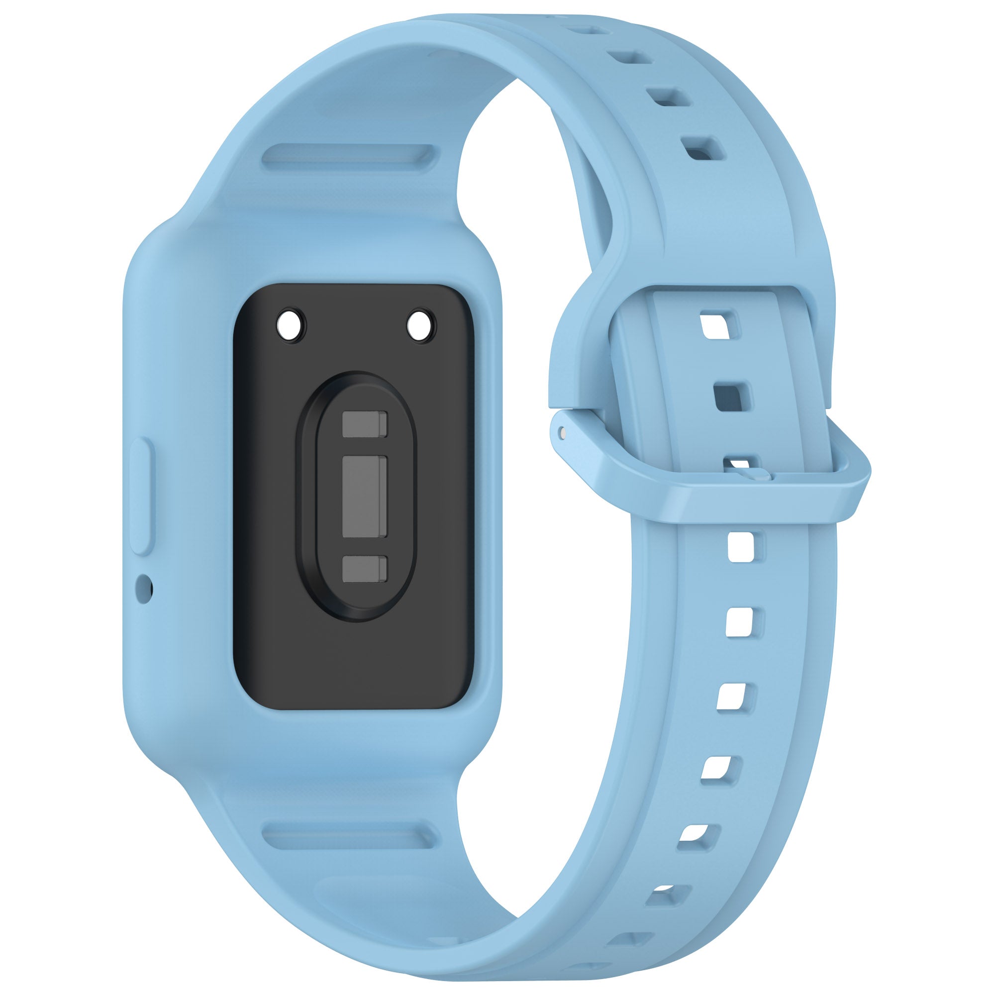 For Samsung Galaxy Fit3 SM-R390 Soft Silicone Wristband Replacement Strap with Case - Sky Blue