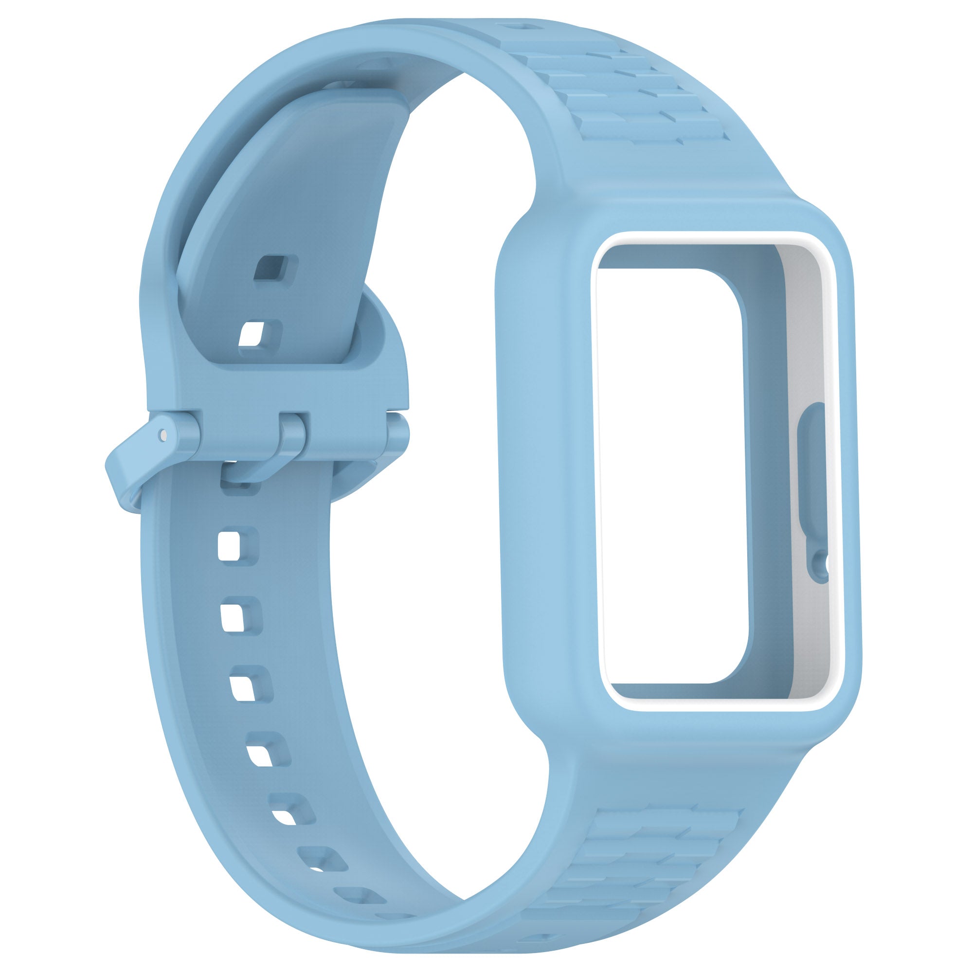 For Samsung Galaxy Fit3 SM-R390 Soft Silicone Wristband Replacement Strap with Case - Sky Blue