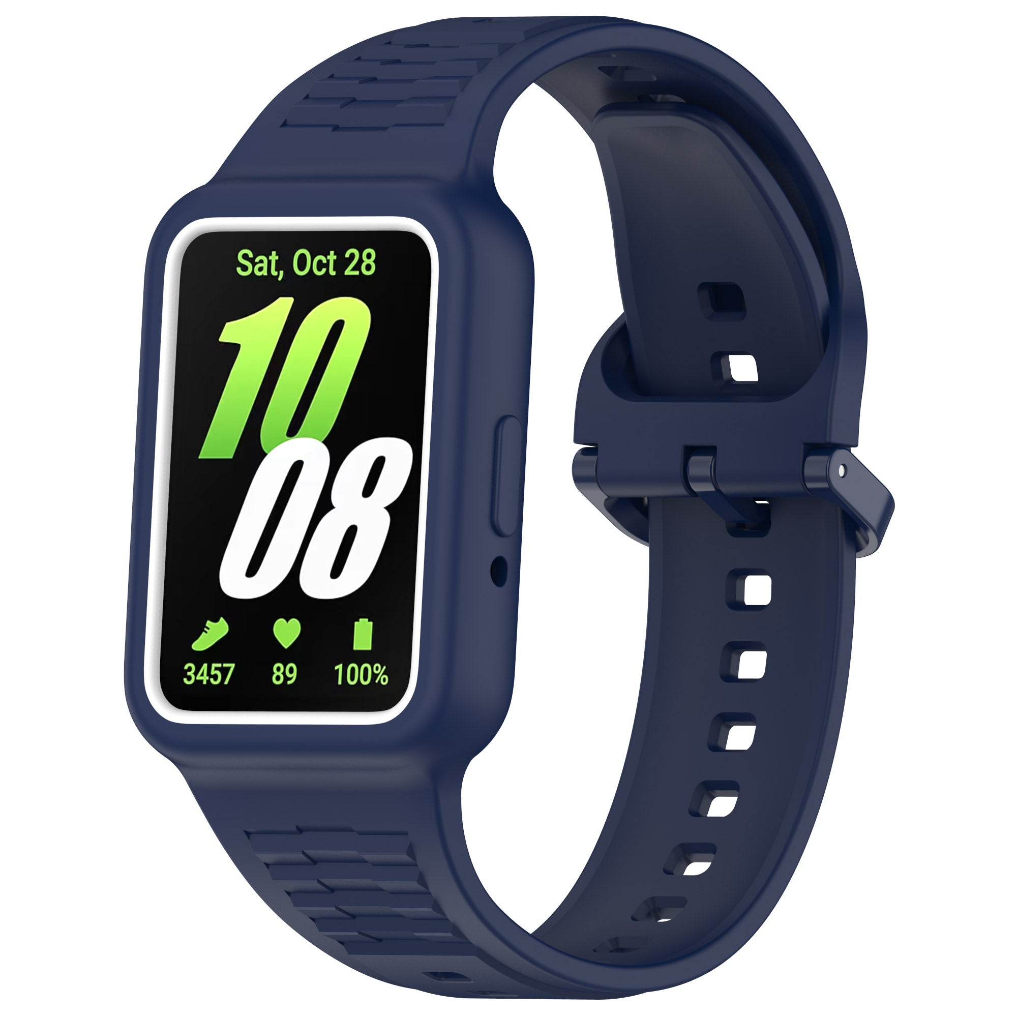 For Samsung Galaxy Fit3 SM-R390 Soft Silicone Wristband Replacement Strap with Case - Midnight Blue