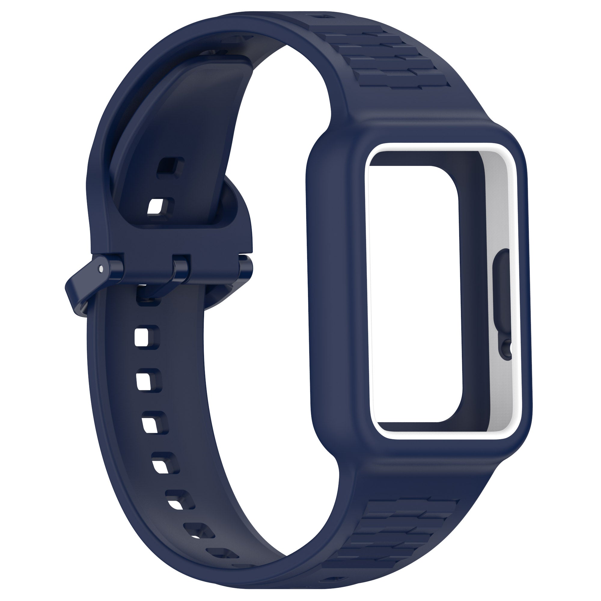 For Samsung Galaxy Fit3 SM-R390 Soft Silicone Wristband Replacement Strap with Case - Midnight Blue