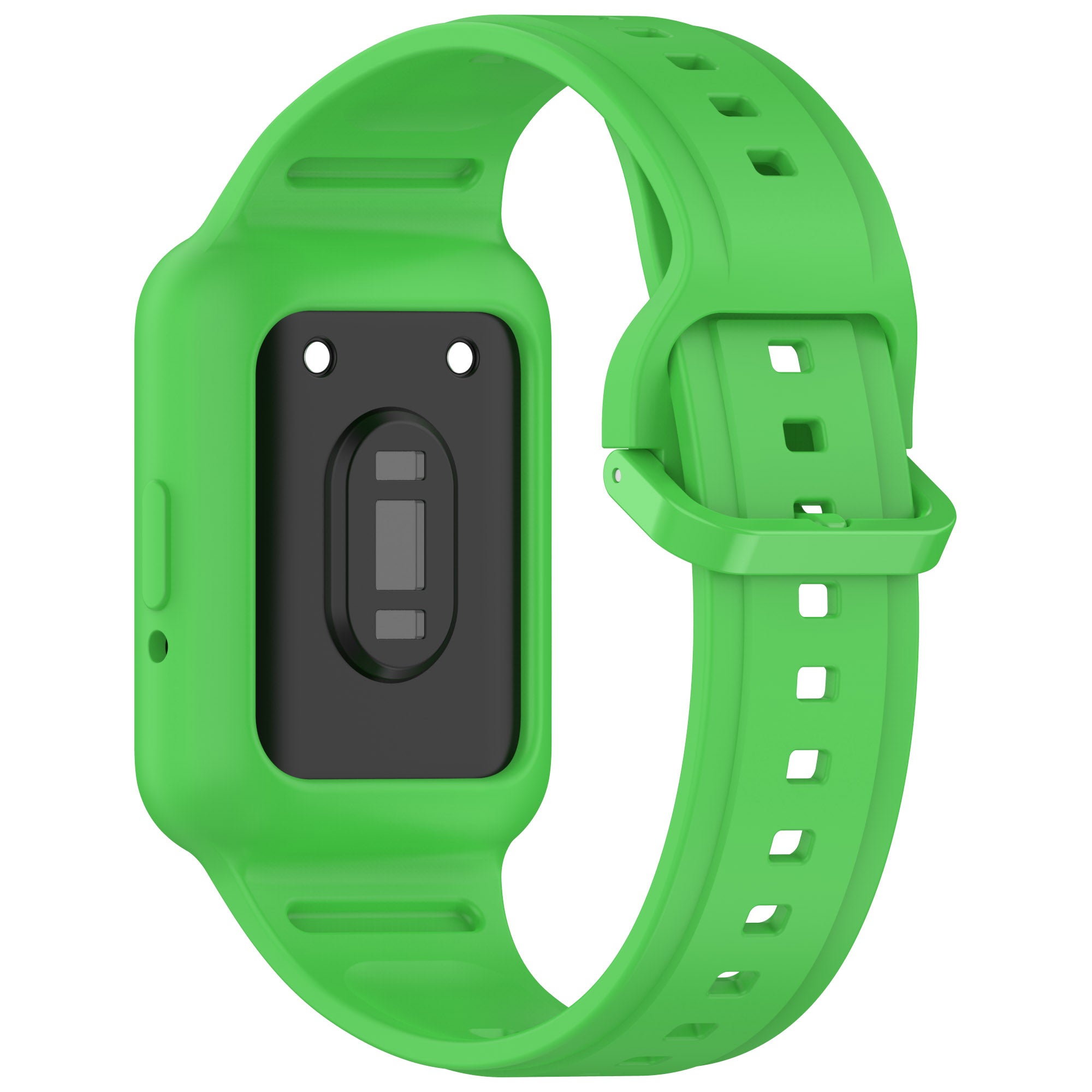 For Samsung Galaxy Fit3 SM-R390 Soft Silicone Wristband Replacement Strap with Case - Fluorescent Green