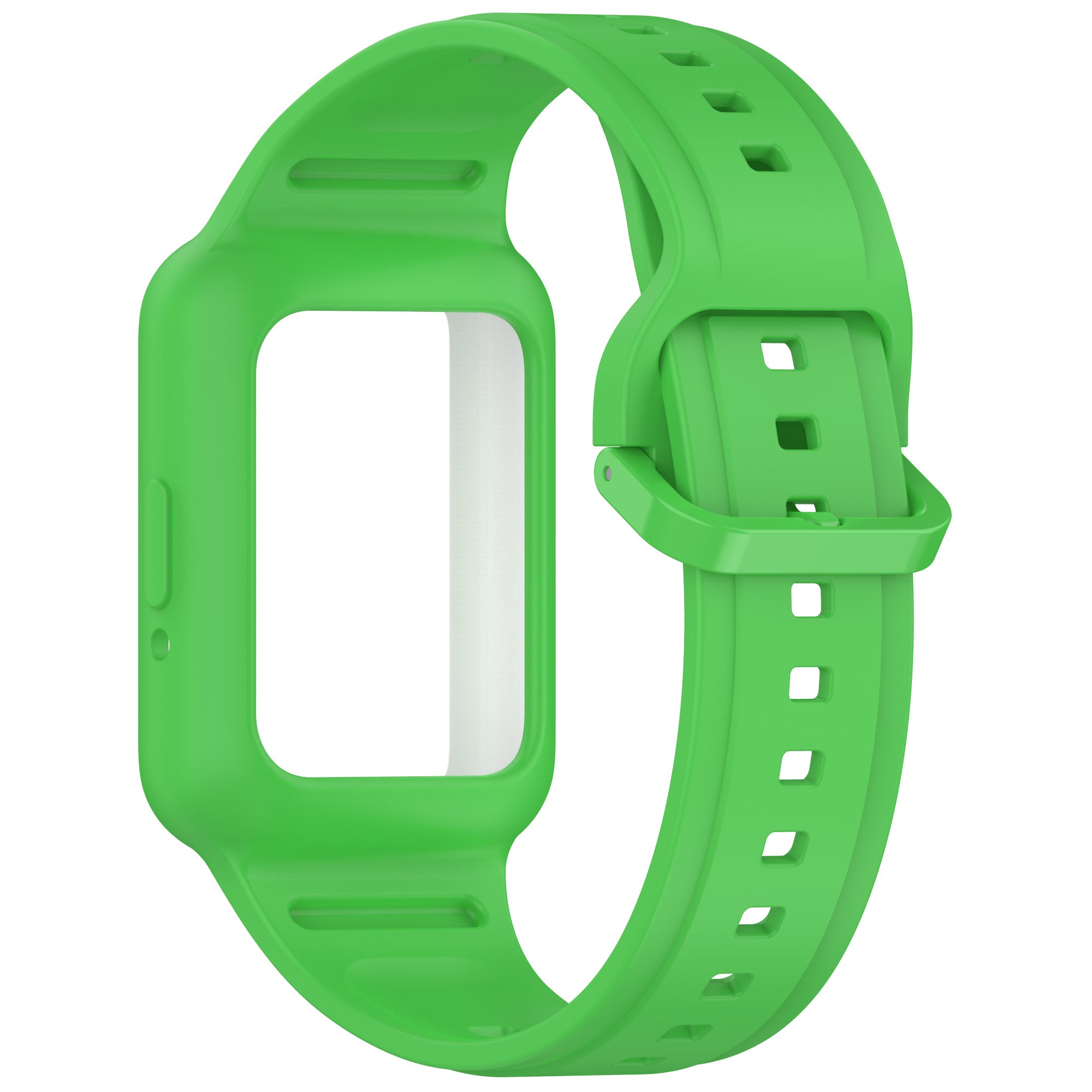 For Samsung Galaxy Fit3 SM-R390 Soft Silicone Wristband Replacement Strap with Case - Fluorescent Green