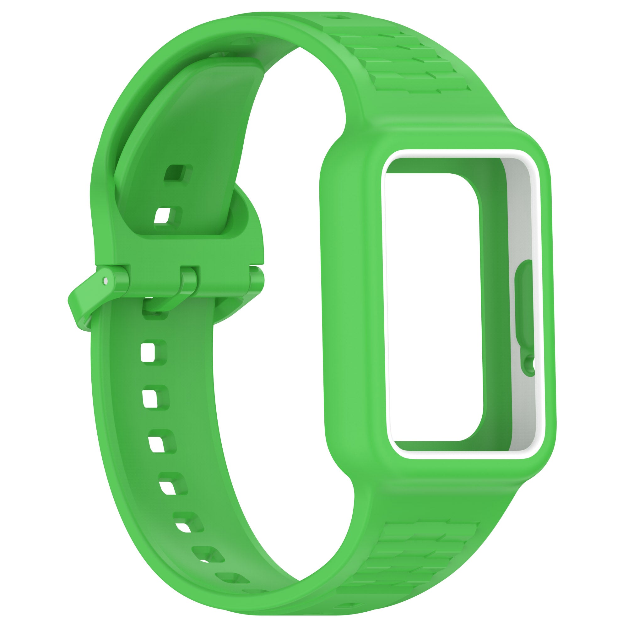 For Samsung Galaxy Fit3 SM-R390 Soft Silicone Wristband Replacement Strap with Case - Fluorescent Green