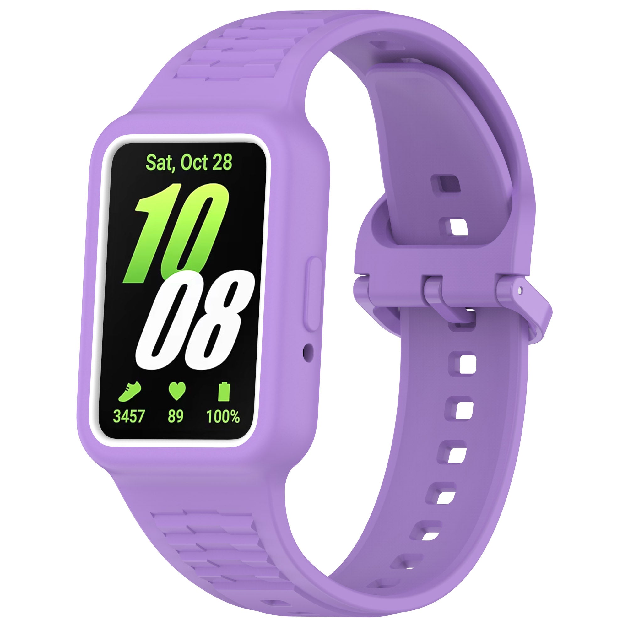 For Samsung Galaxy Fit3 SM-R390 Soft Silicone Wristband Replacement Strap with Case - Purple