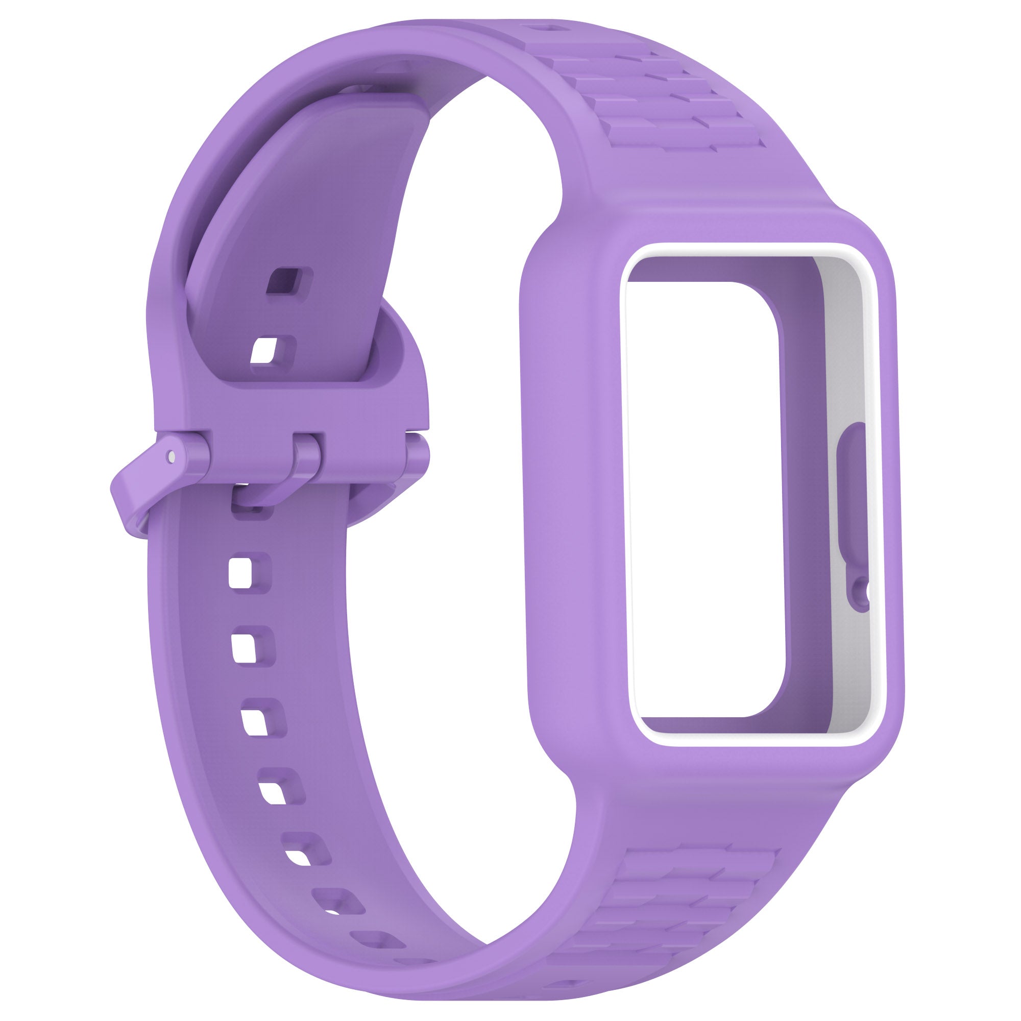 For Samsung Galaxy Fit3 SM-R390 Soft Silicone Wristband Replacement Strap with Case - Purple