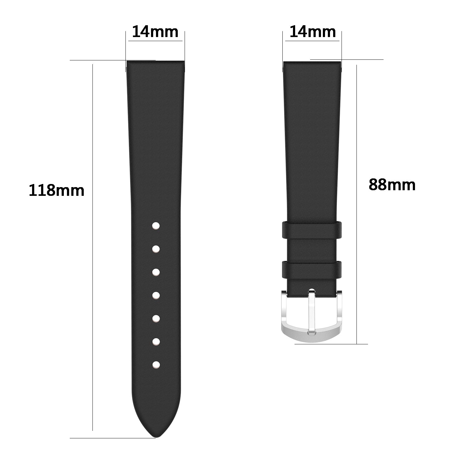 For Garmin Lily 2 Leather Watch Strap Adjustable Watch Band Replacement - Black