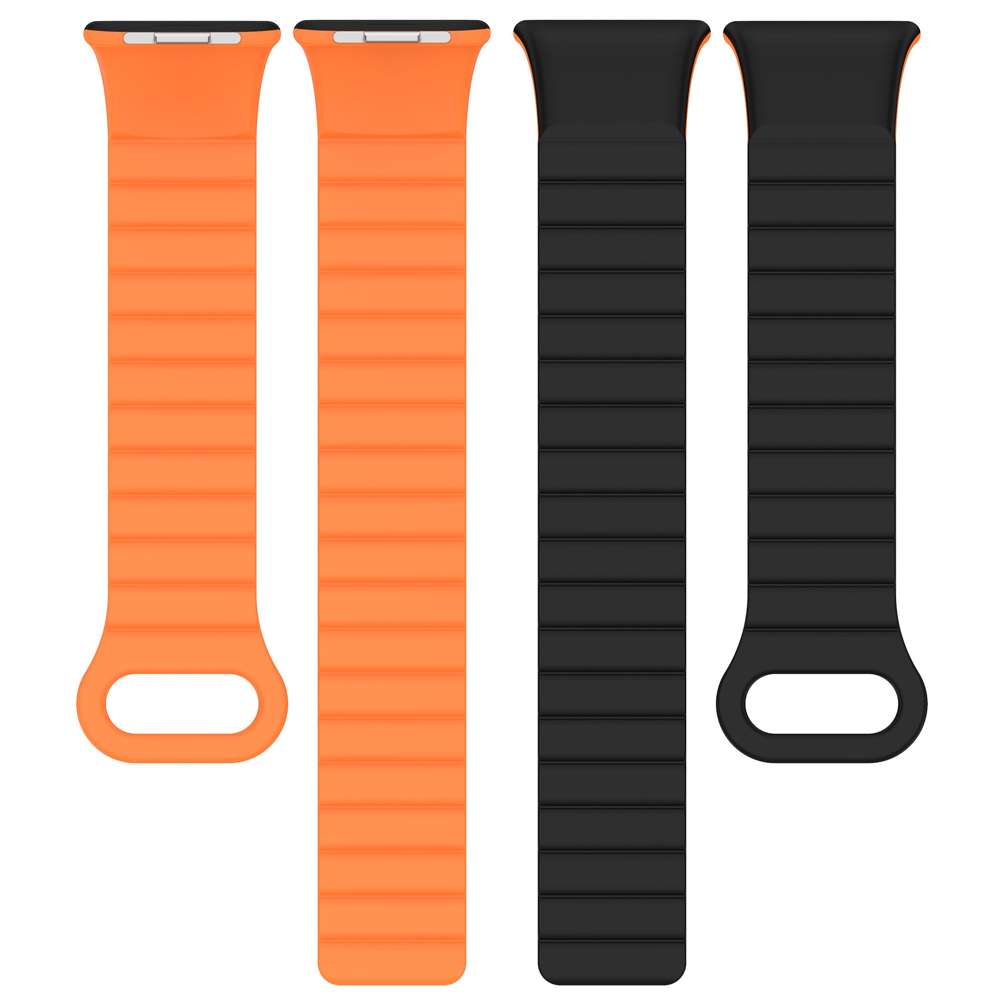 For Xiaomi Redmi Watch 4 / Smart Band 8 Pro Dual Color Watch Strap Magnetic Silicone Wrist Band - Black+Orange