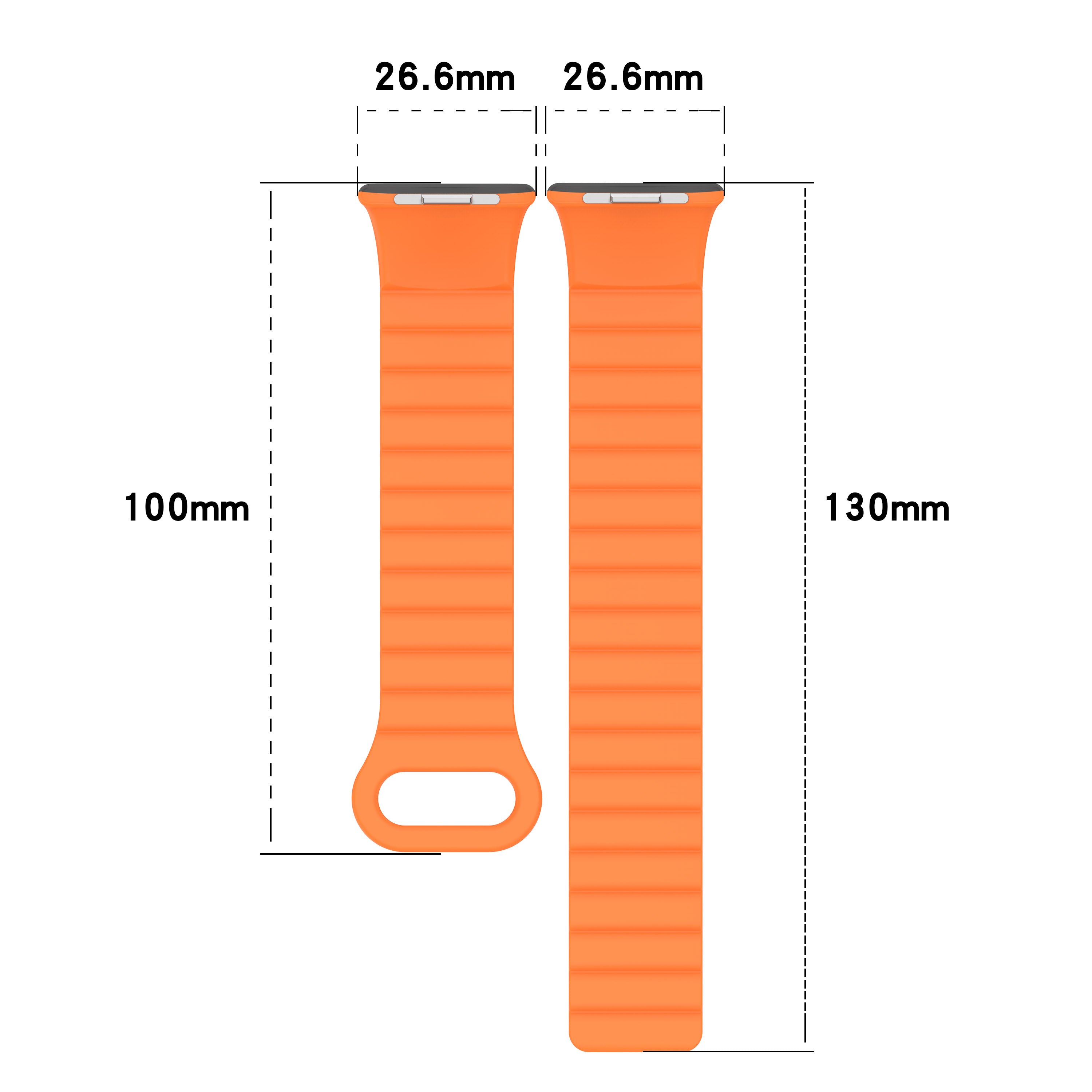 For Xiaomi Redmi Watch 4 / Smart Band 8 Pro Dual Color Watch Strap Magnetic Silicone Wrist Band - Black+Orange