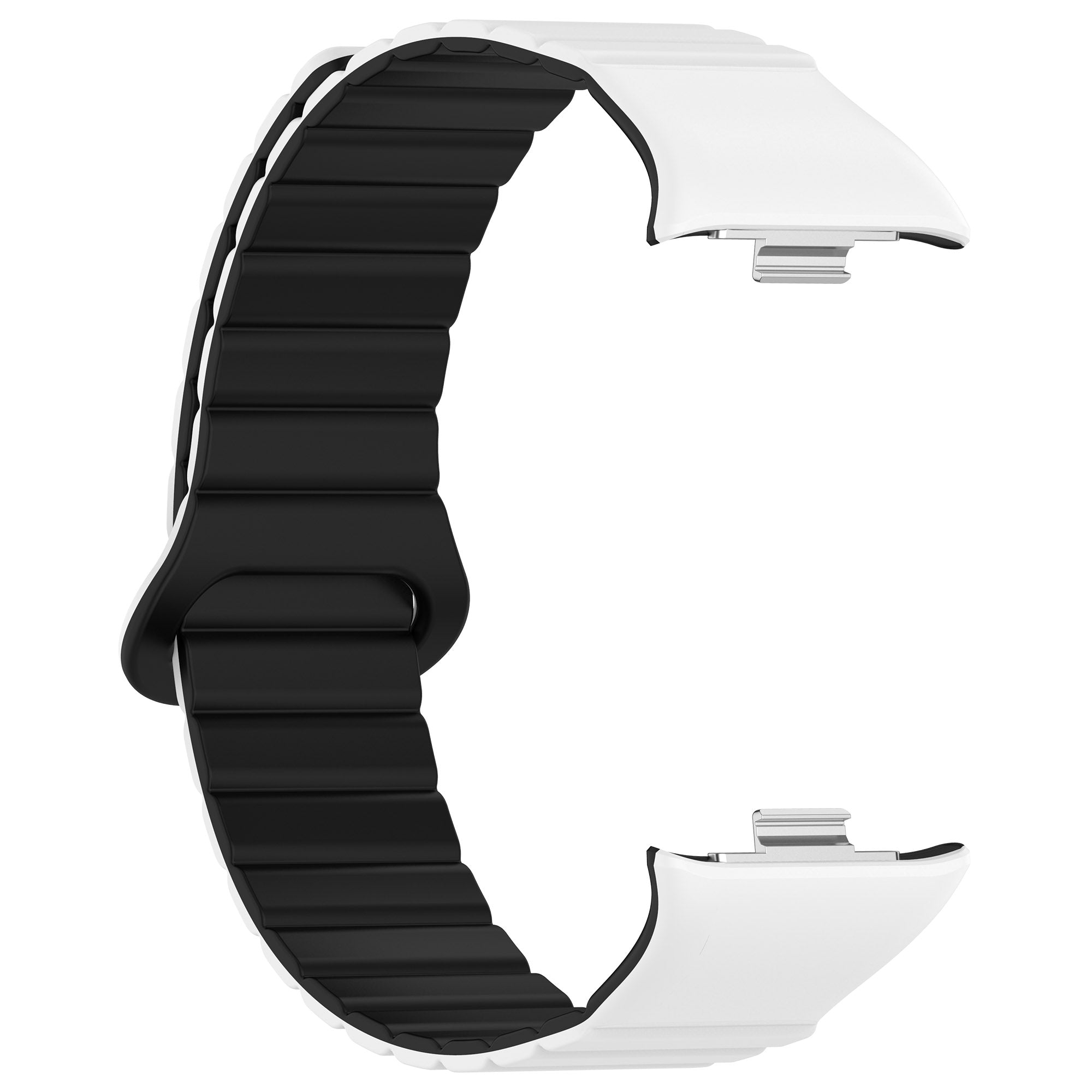 For Xiaomi Redmi Watch 4 / Smart Band 8 Pro Dual Color Watch Strap Magnetic Silicone Wrist Band - White+Black