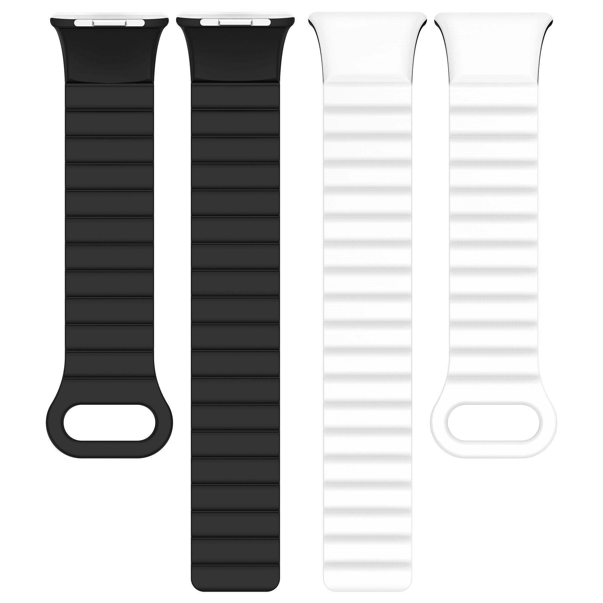 For Xiaomi Redmi Watch 4 / Smart Band 8 Pro Dual Color Watch Strap Magnetic Silicone Wrist Band - White+Black