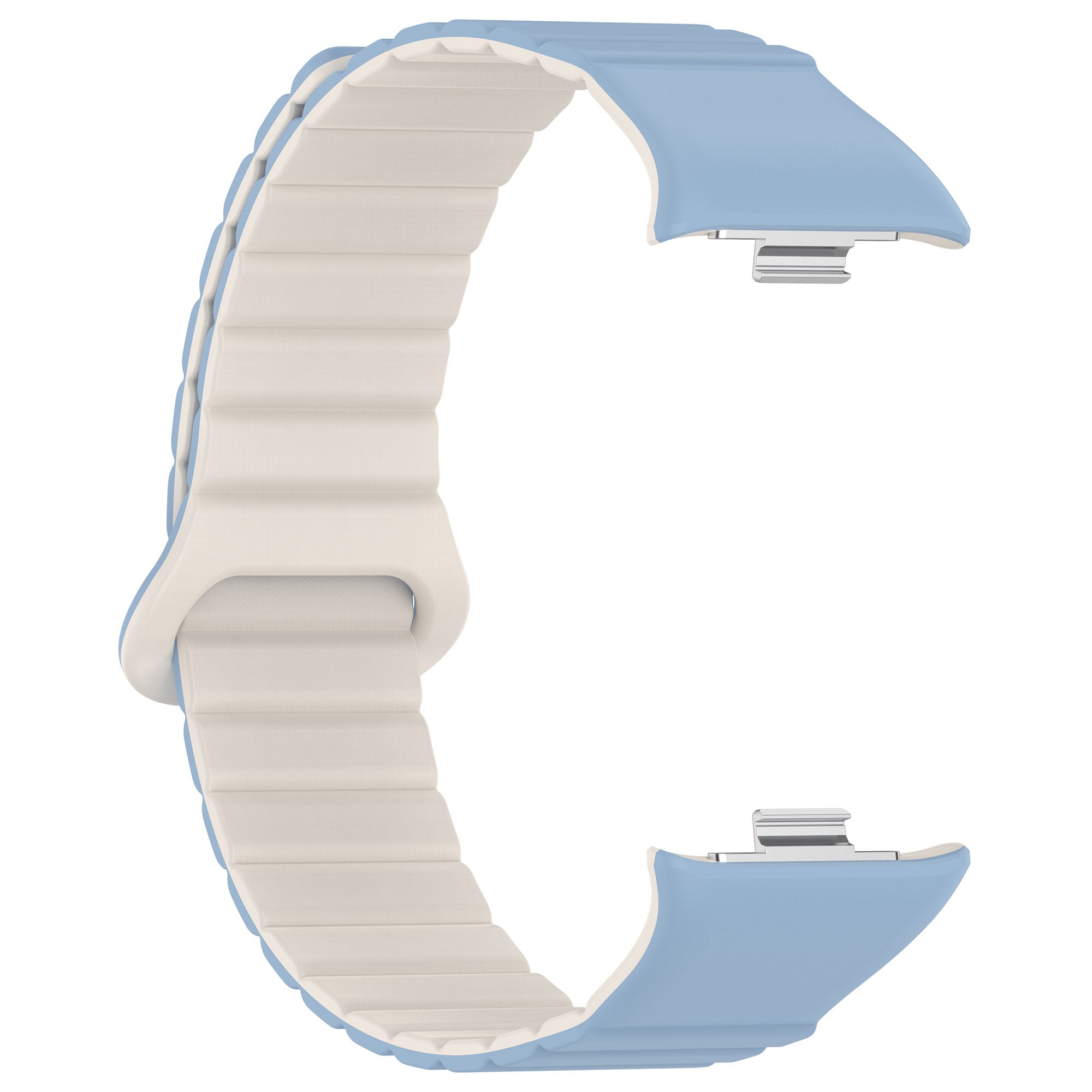 For Xiaomi Redmi Watch 4 / Smart Band 8 Pro Dual Color Watch Strap Magnetic Silicone Wrist Band - Mist Blue+Starlight