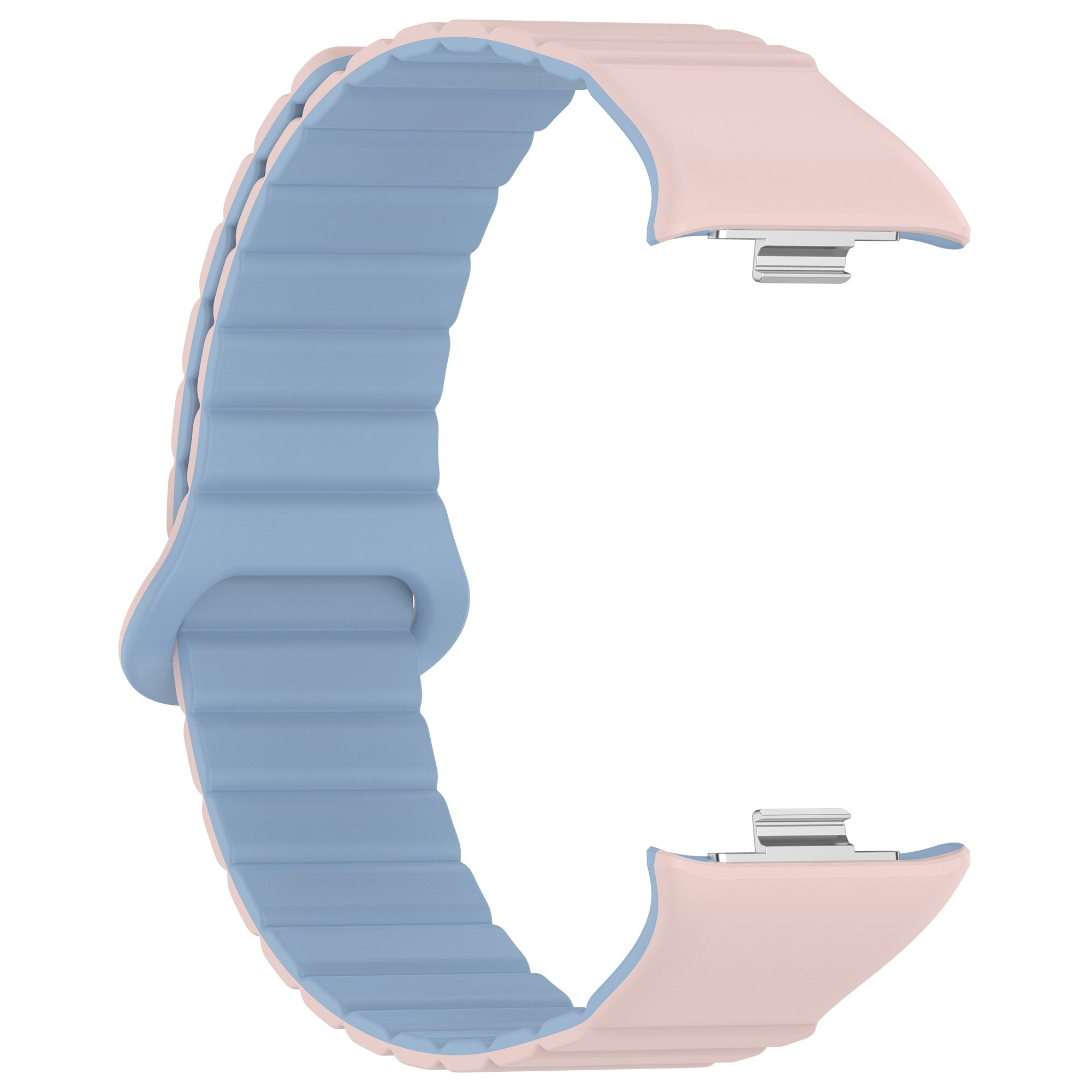 For Xiaomi Redmi Watch 4 / Smart Band 8 Pro Dual Color Watch Strap Magnetic Silicone Wrist Band - Pink+Mist Blue