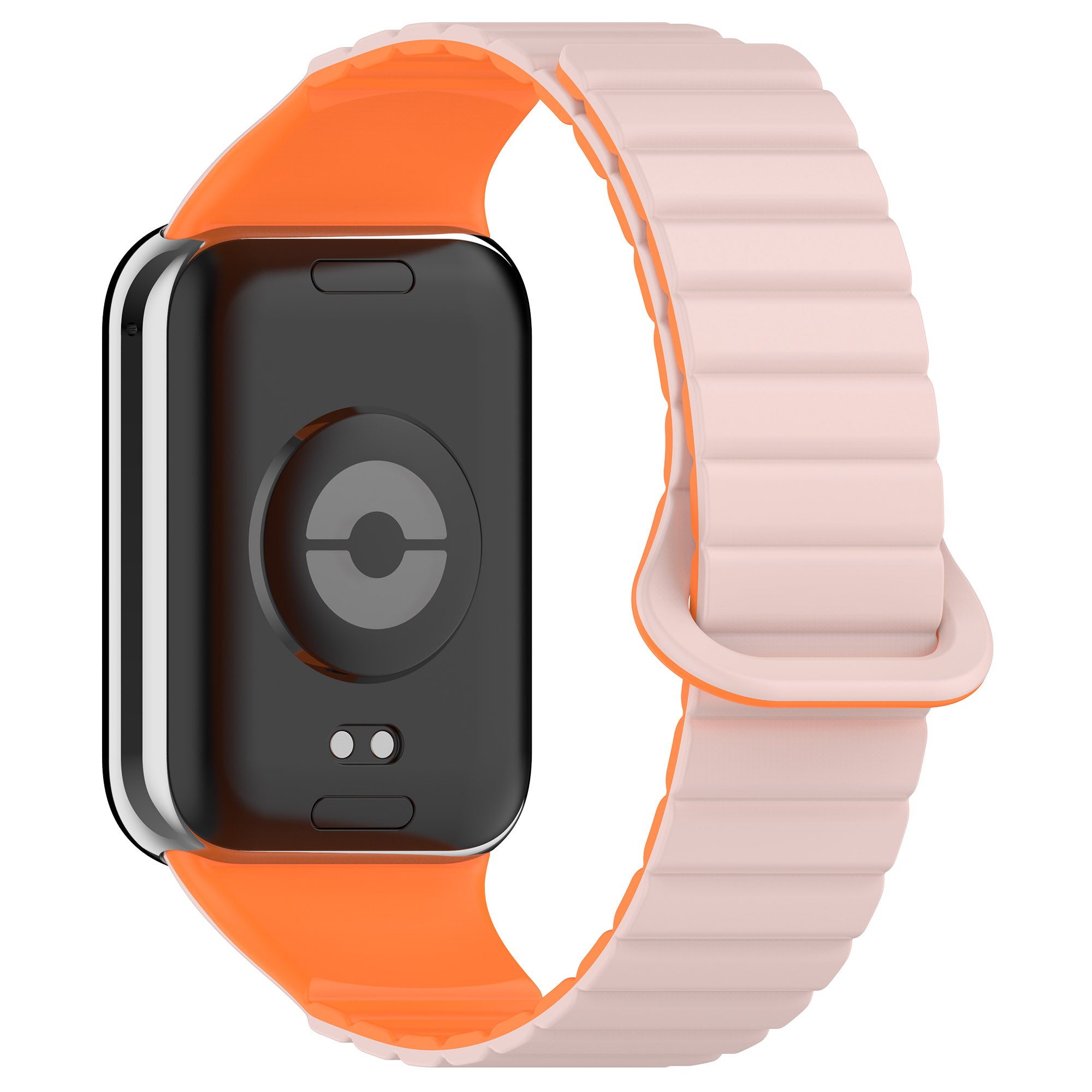 For Xiaomi Redmi Watch 4 / Smart Band 8 Pro Dual Color Watch Strap Magnetic Silicone Wrist Band - Pink+Orange