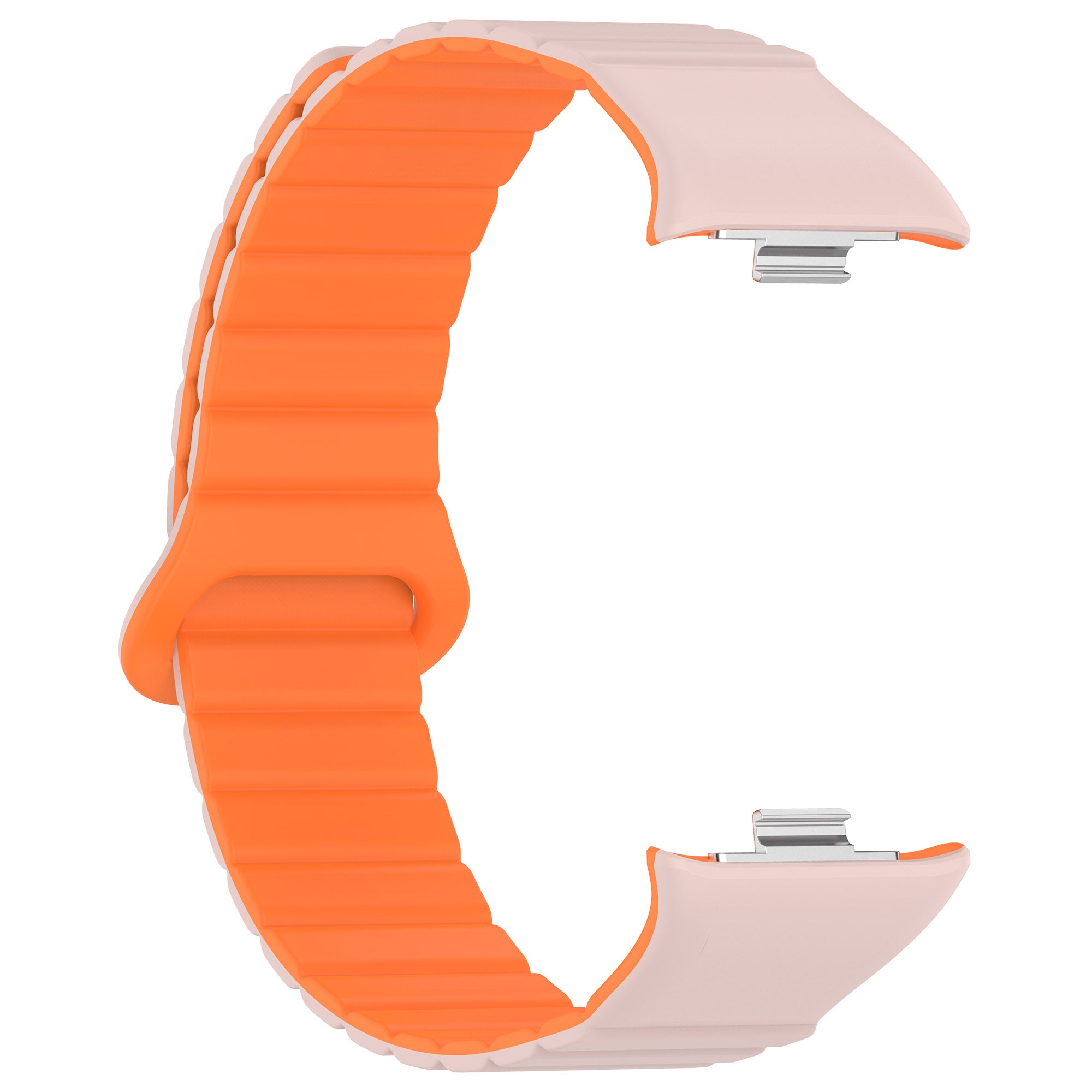 For Xiaomi Redmi Watch 4 / Smart Band 8 Pro Dual Color Watch Strap Magnetic Silicone Wrist Band - Pink+Orange