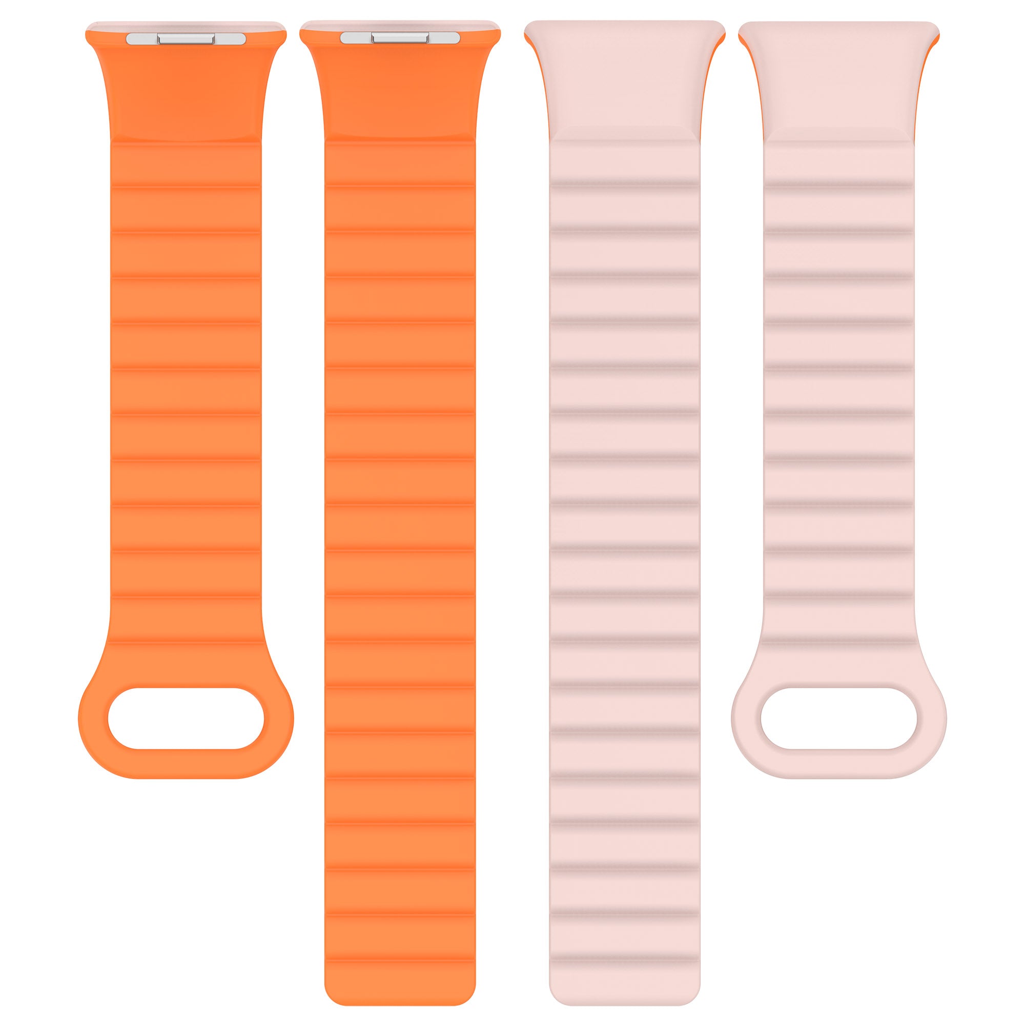 For Xiaomi Redmi Watch 4 / Smart Band 8 Pro Dual Color Watch Strap Magnetic Silicone Wrist Band - Pink+Orange