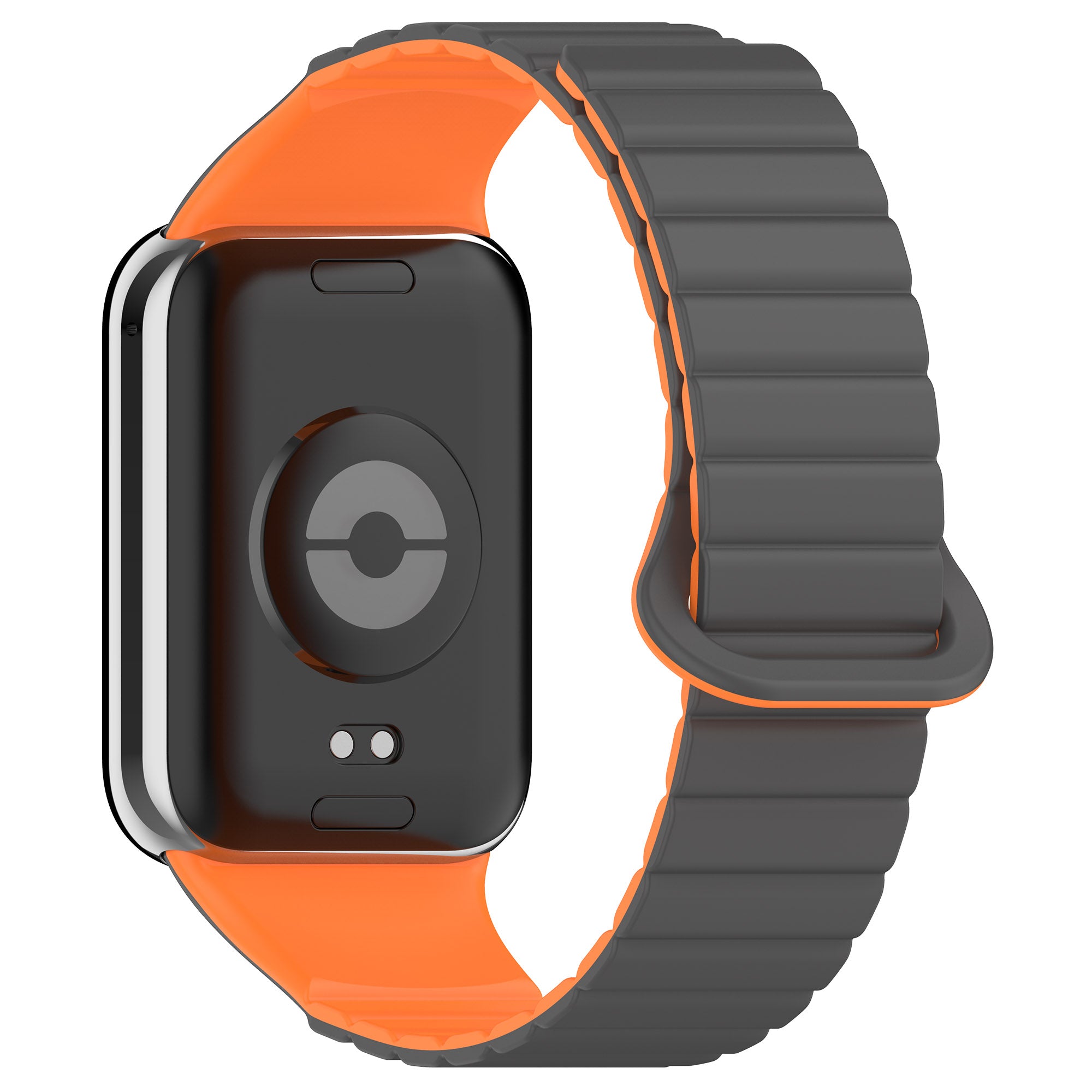 For Xiaomi Redmi Watch 4 / Smart Band 8 Pro Dual Color Watch Strap Magnetic Silicone Wrist Band - Grey+Orange