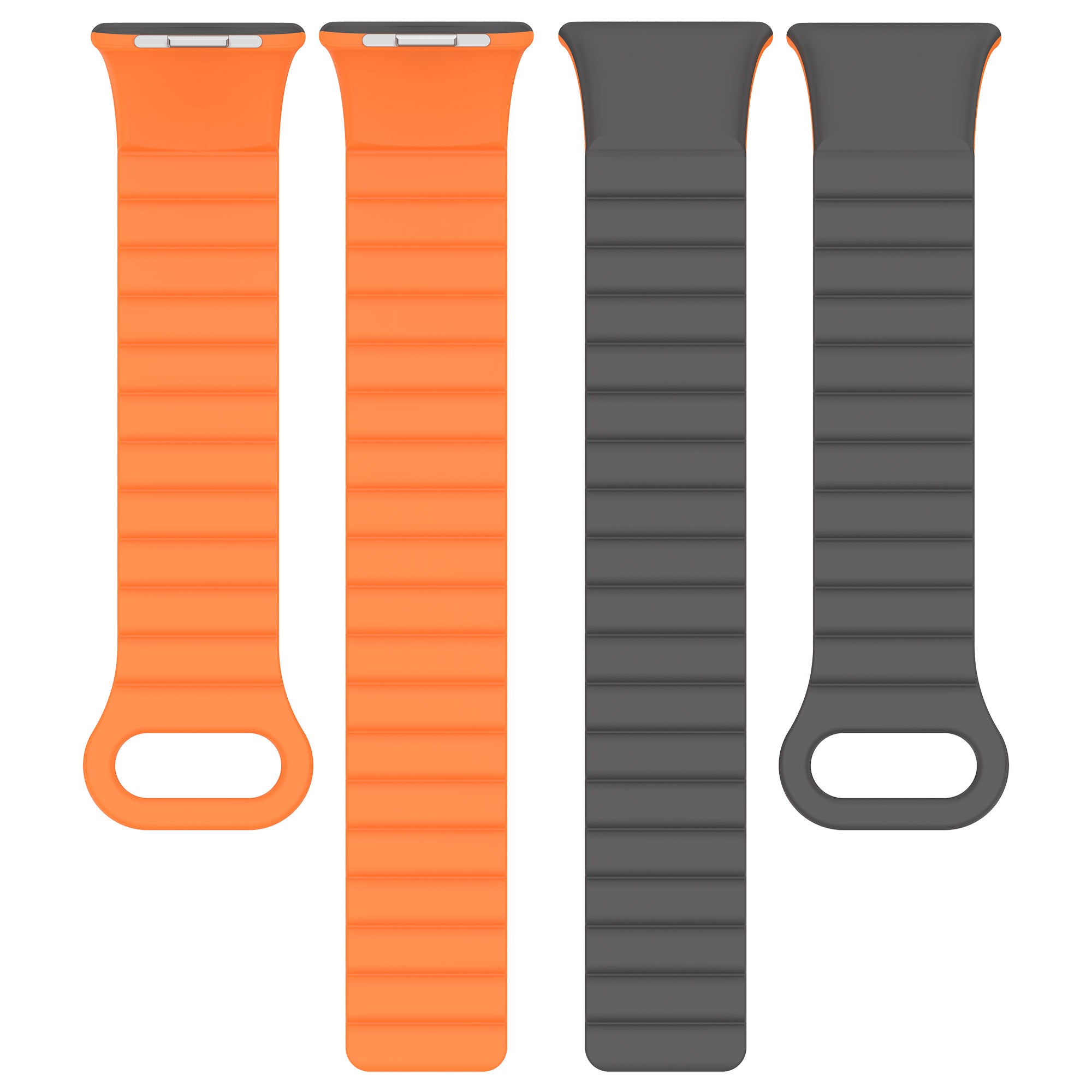 For Xiaomi Redmi Watch 4 / Smart Band 8 Pro Dual Color Watch Strap Magnetic Silicone Wrist Band - Grey+Orange