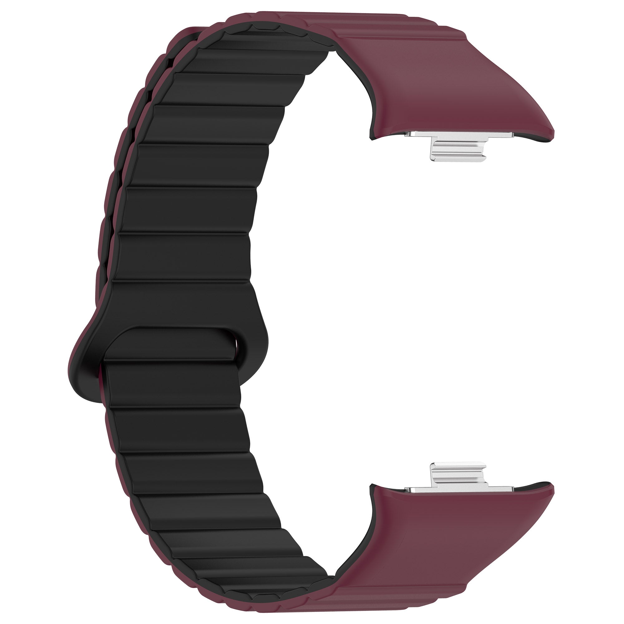 For Xiaomi Redmi Watch 4 / Smart Band 8 Pro Dual Color Watch Strap Magnetic Silicone Wrist Band - Wine Red+Black